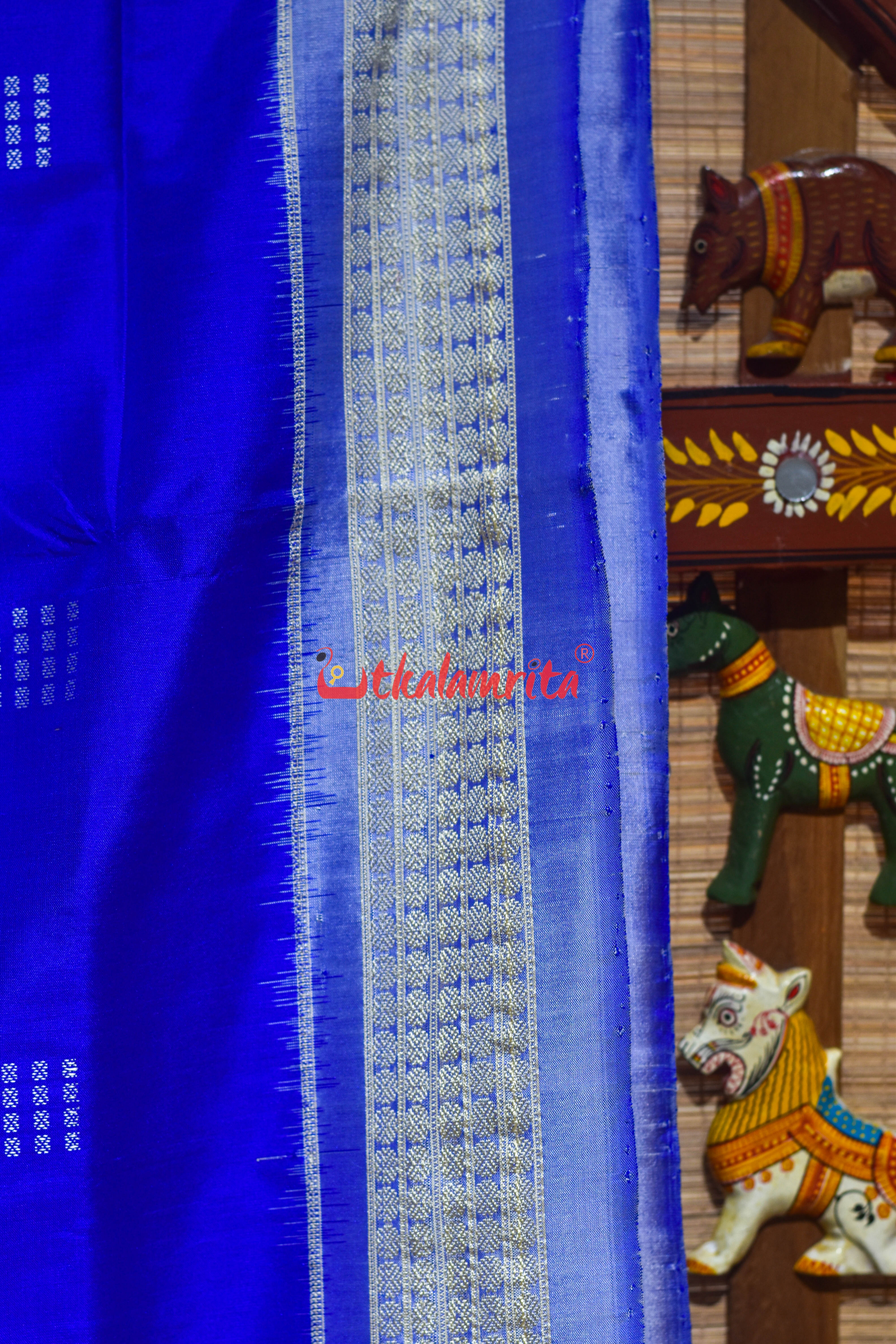 Royal Blue Doll Body Bomkai Silk Saree