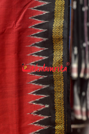 Ekphuliya Maroon Khandua Silk Saree