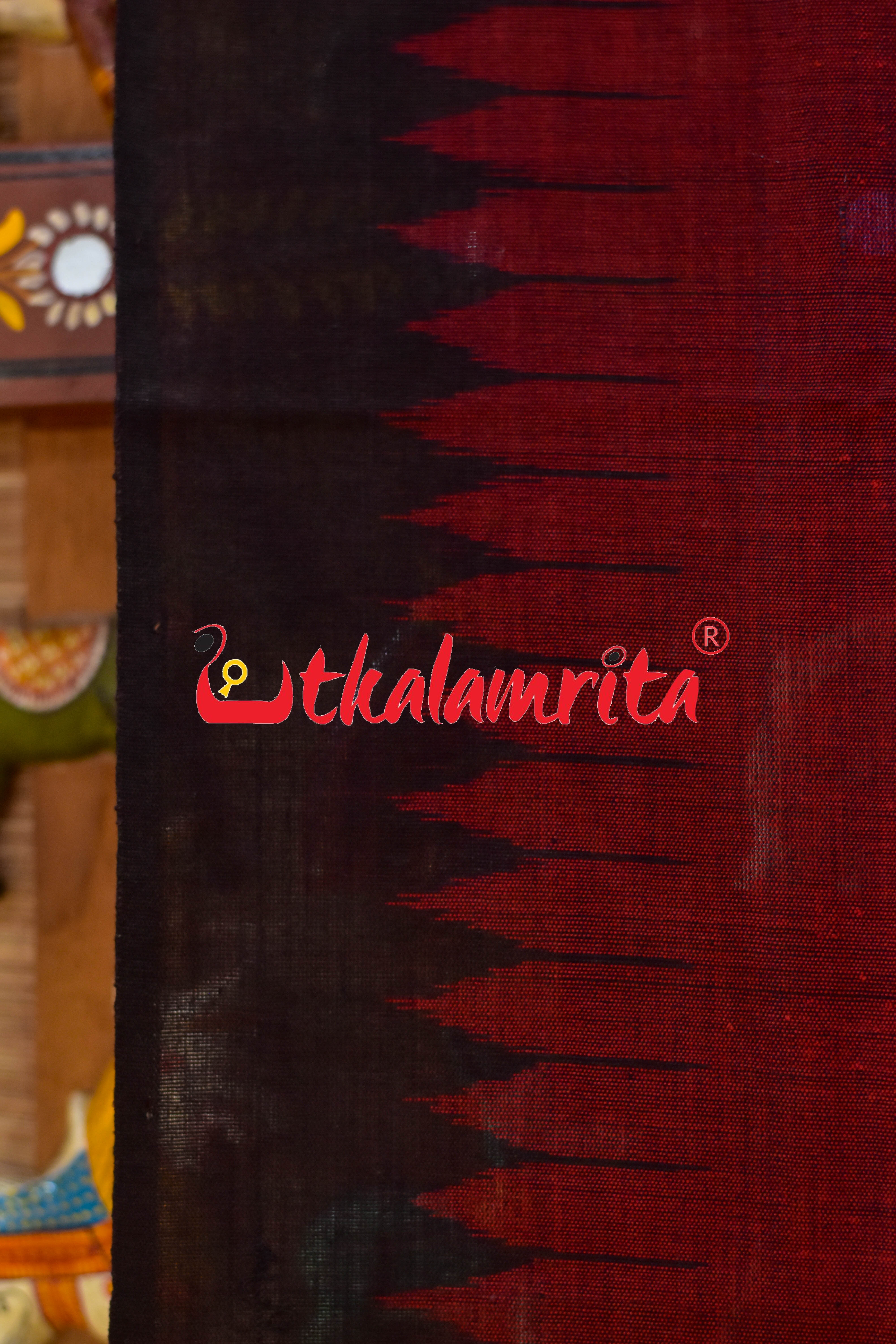 Maroon Flower Buti Ikat (Dupatta)