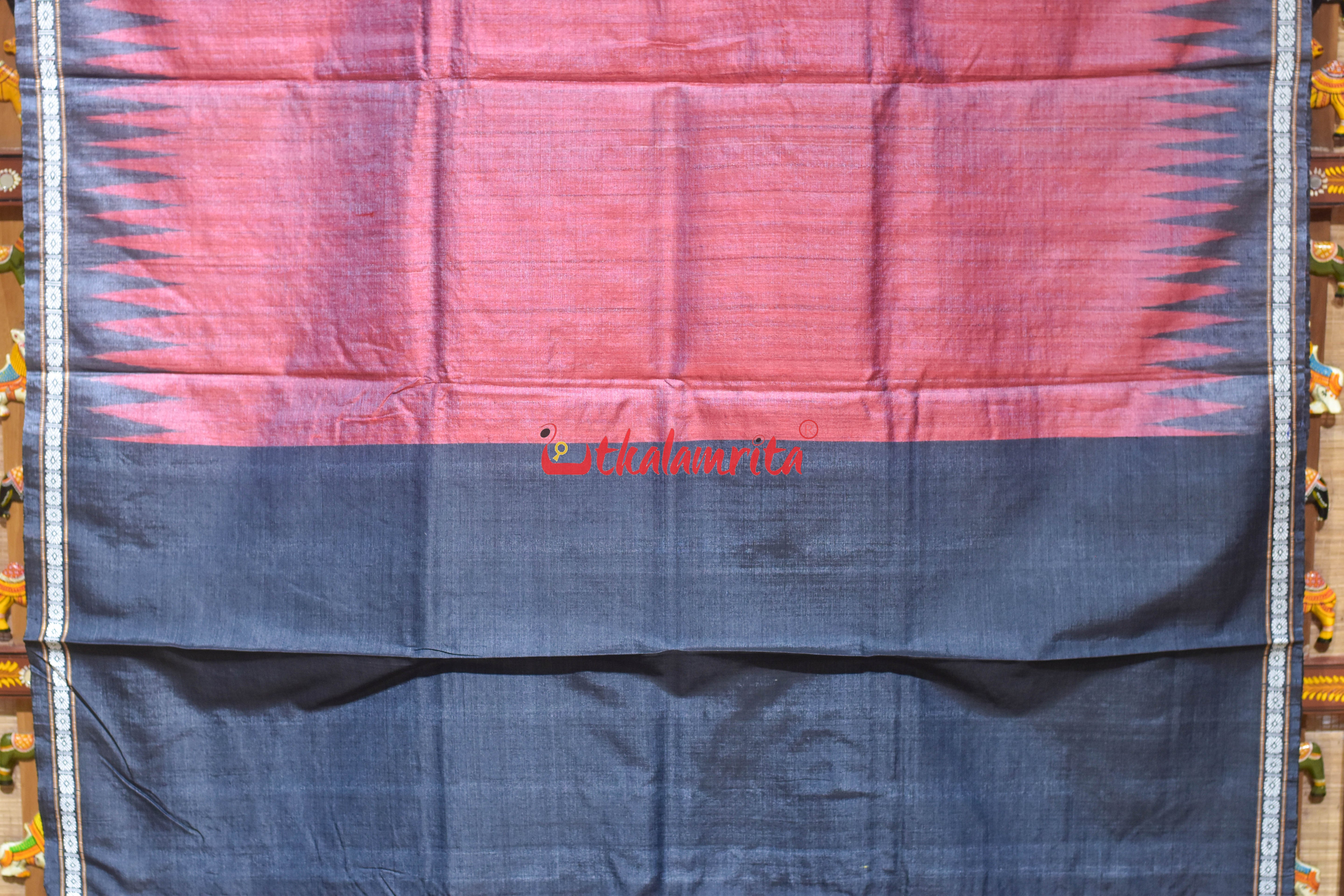 Red Body with Ghoda Nabami Anchal Gopalpur Tussar Silk Saree