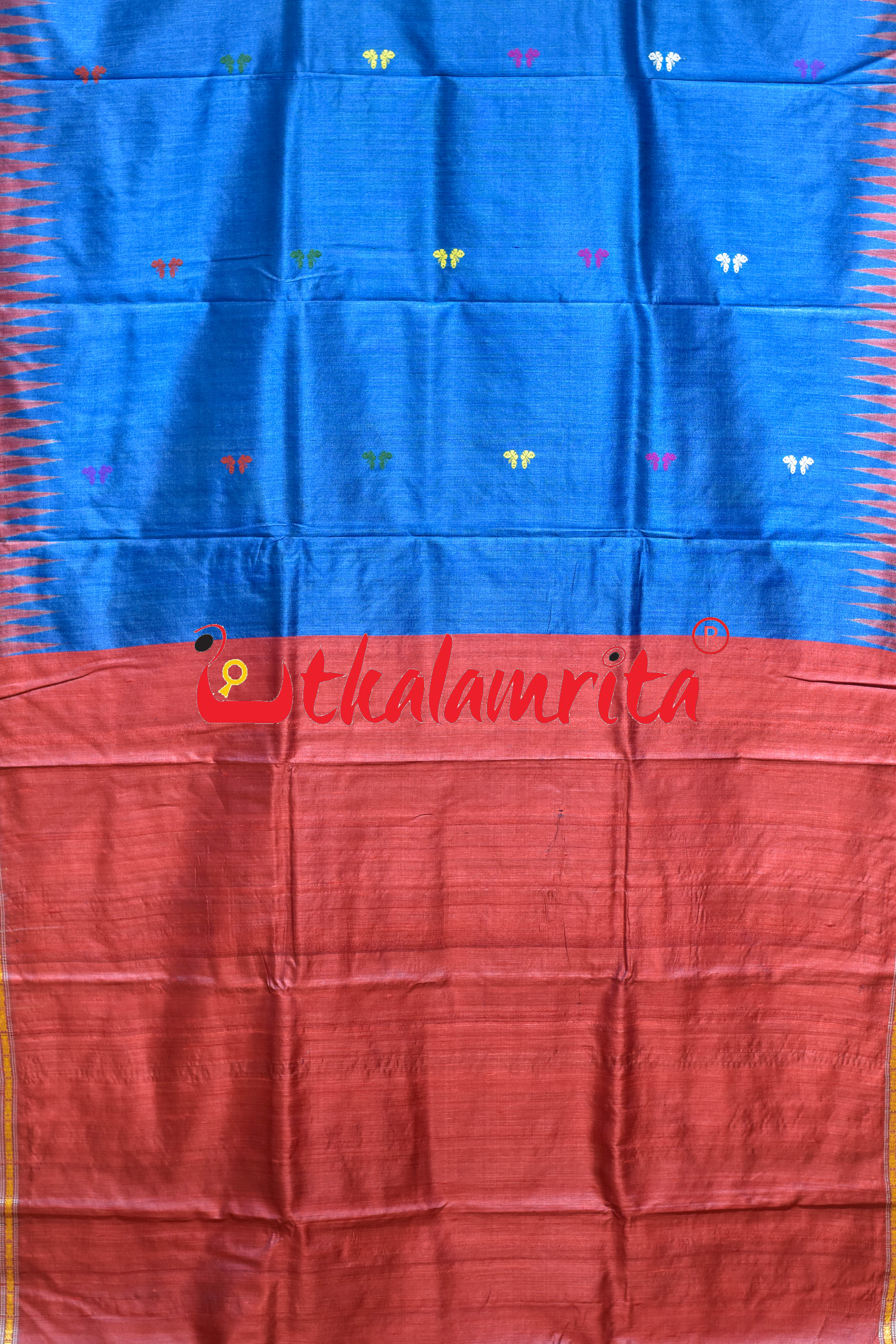 German Blue Body Butterfly Gopalpur Tussar Silk Saree