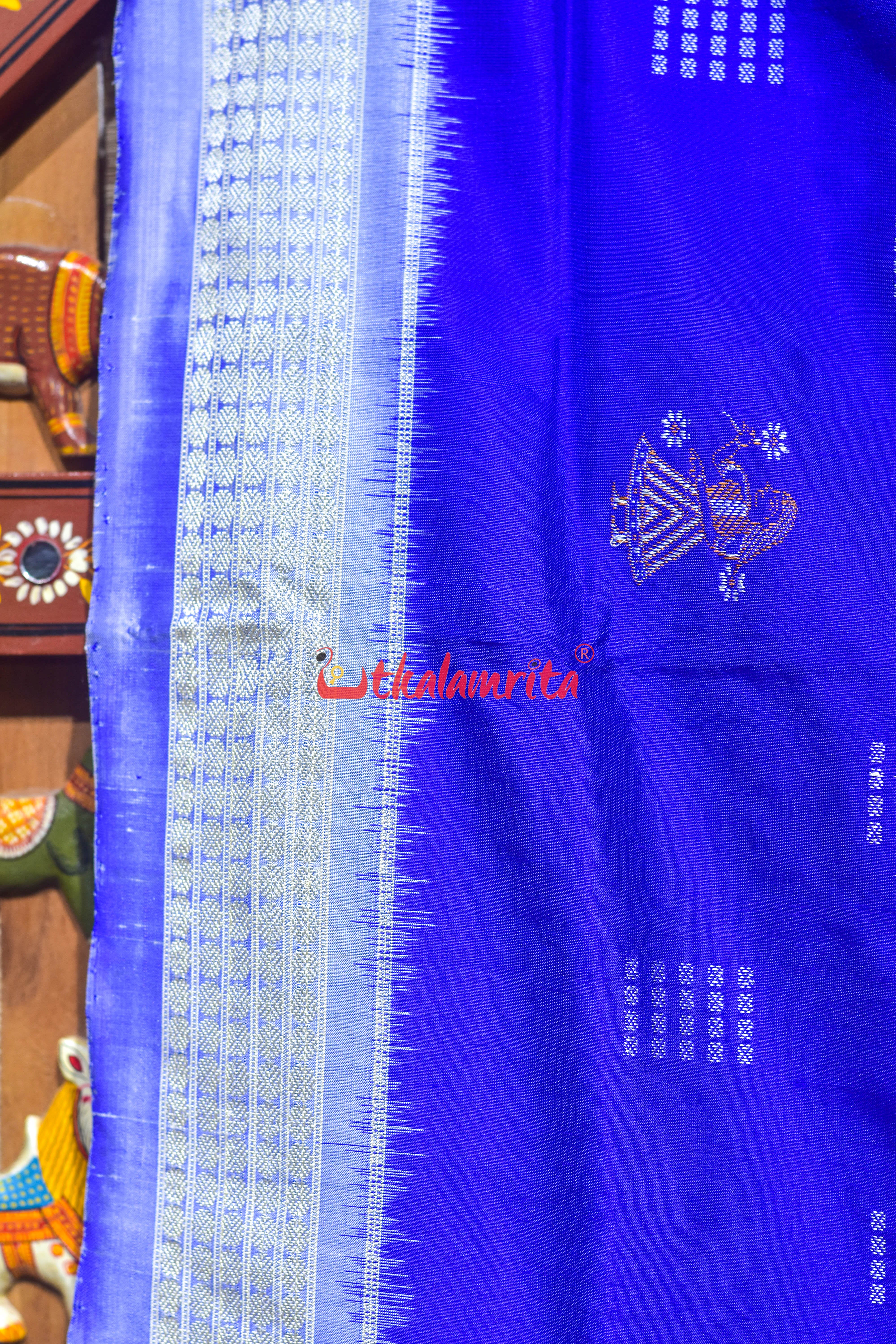 Royal Blue Doll Body Bomkai Silk Saree