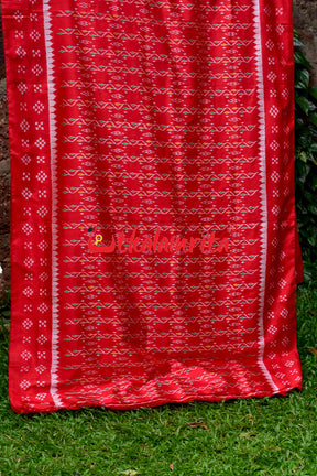 Red Vertical Daali Khandua Silk Saree