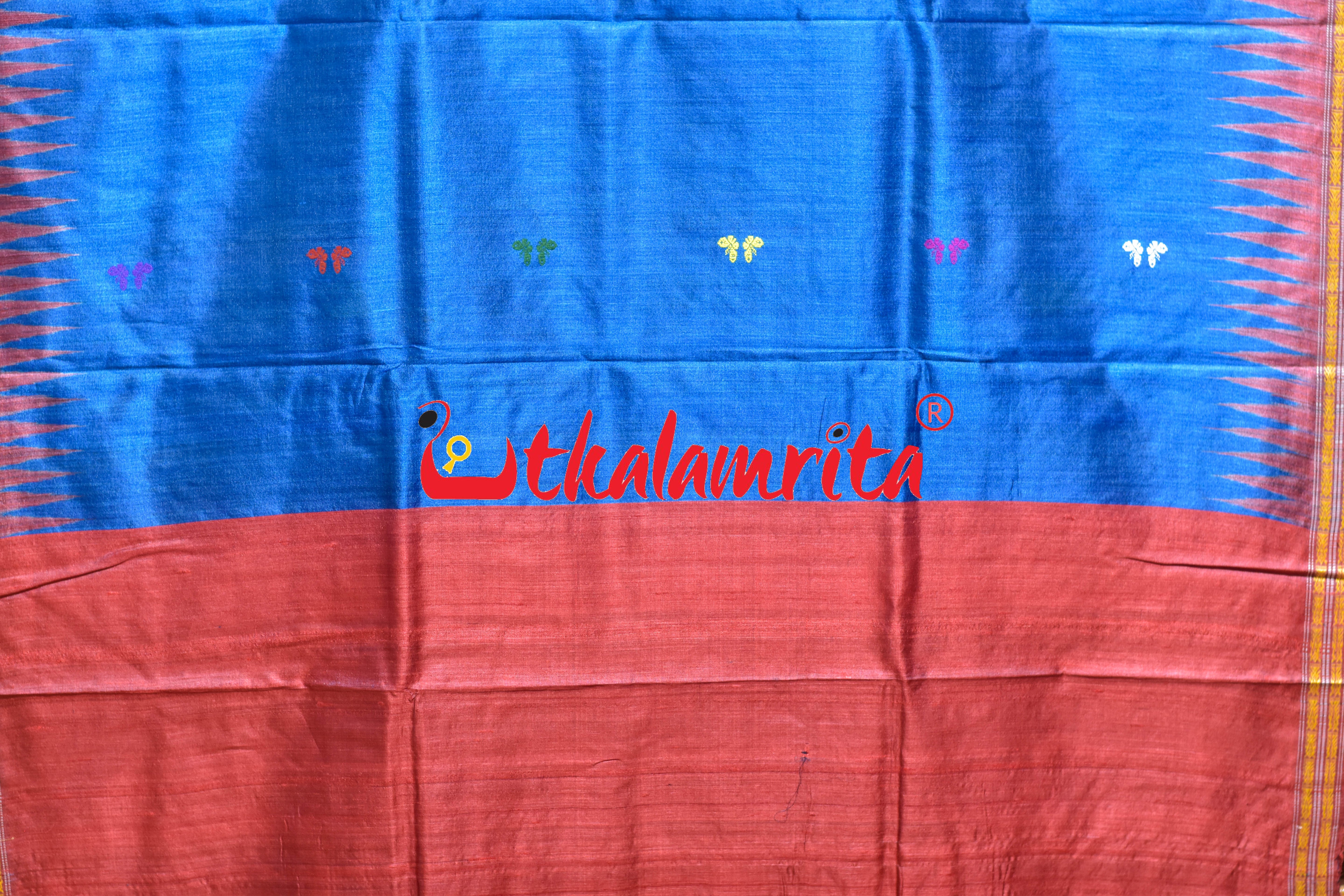 German Blue Body Butterfly Gopalpur Tussar Silk Saree
