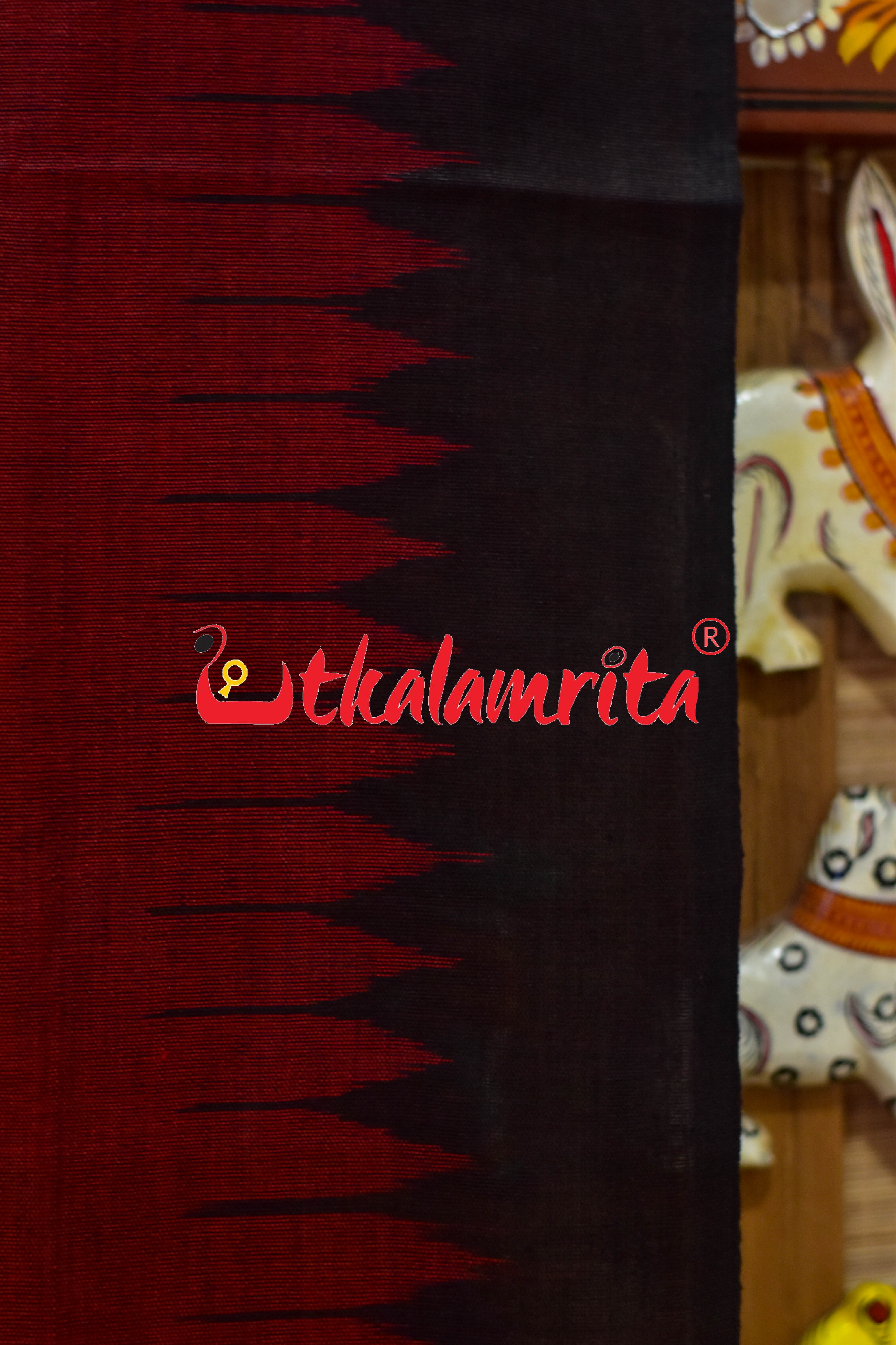 Maroon Flower Buti Ikat (Dupatta)
