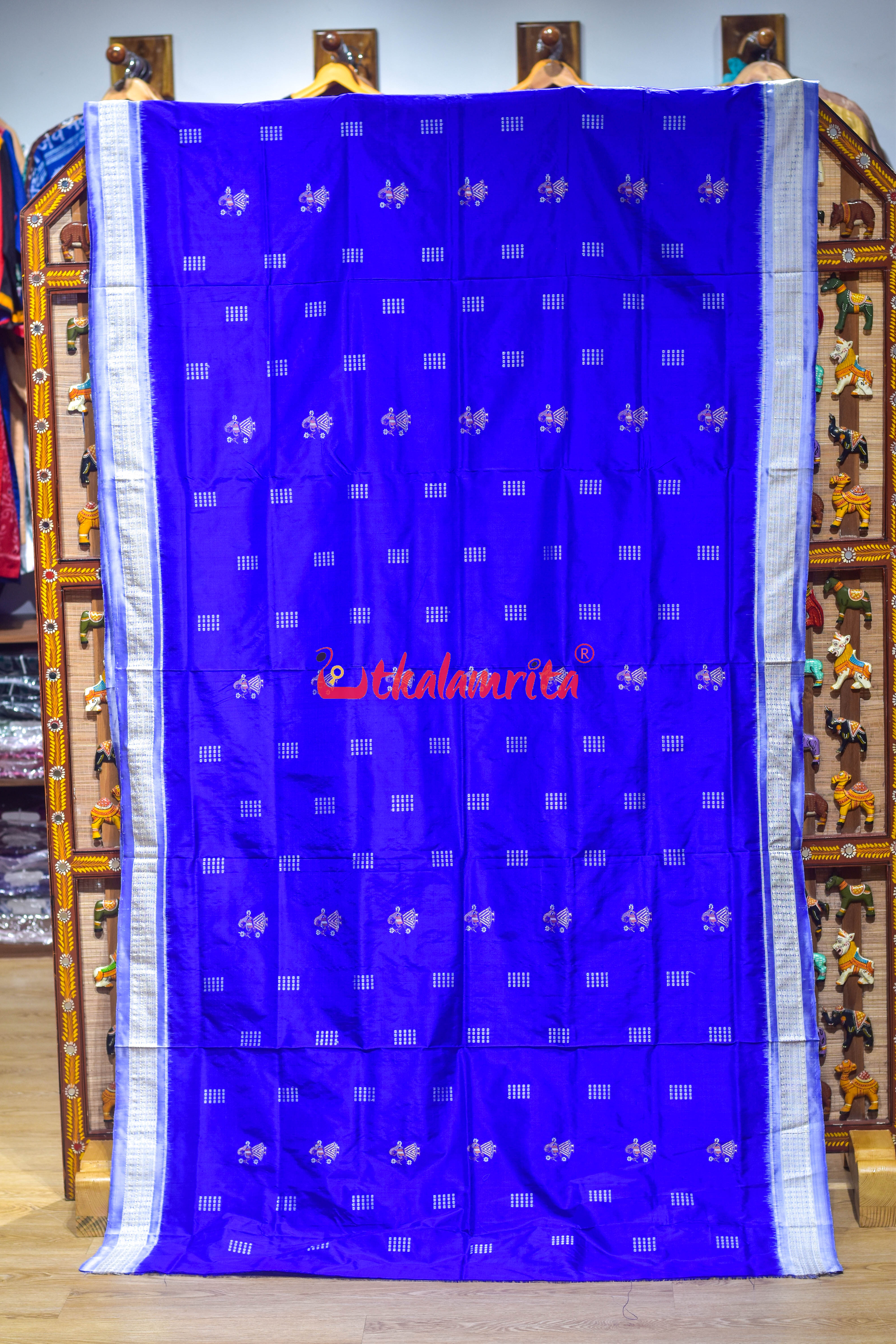 Royal Blue Doll Body Bomkai Silk Saree
