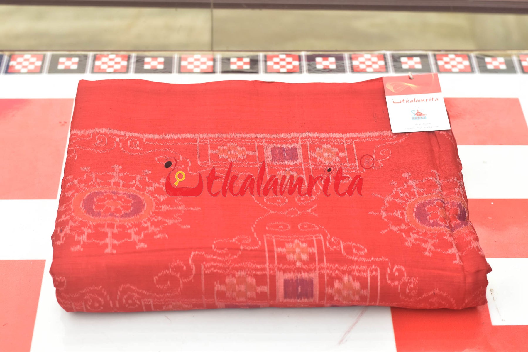 Thikiri Tribal Red Jhoti Sambalpuri (Fabric)