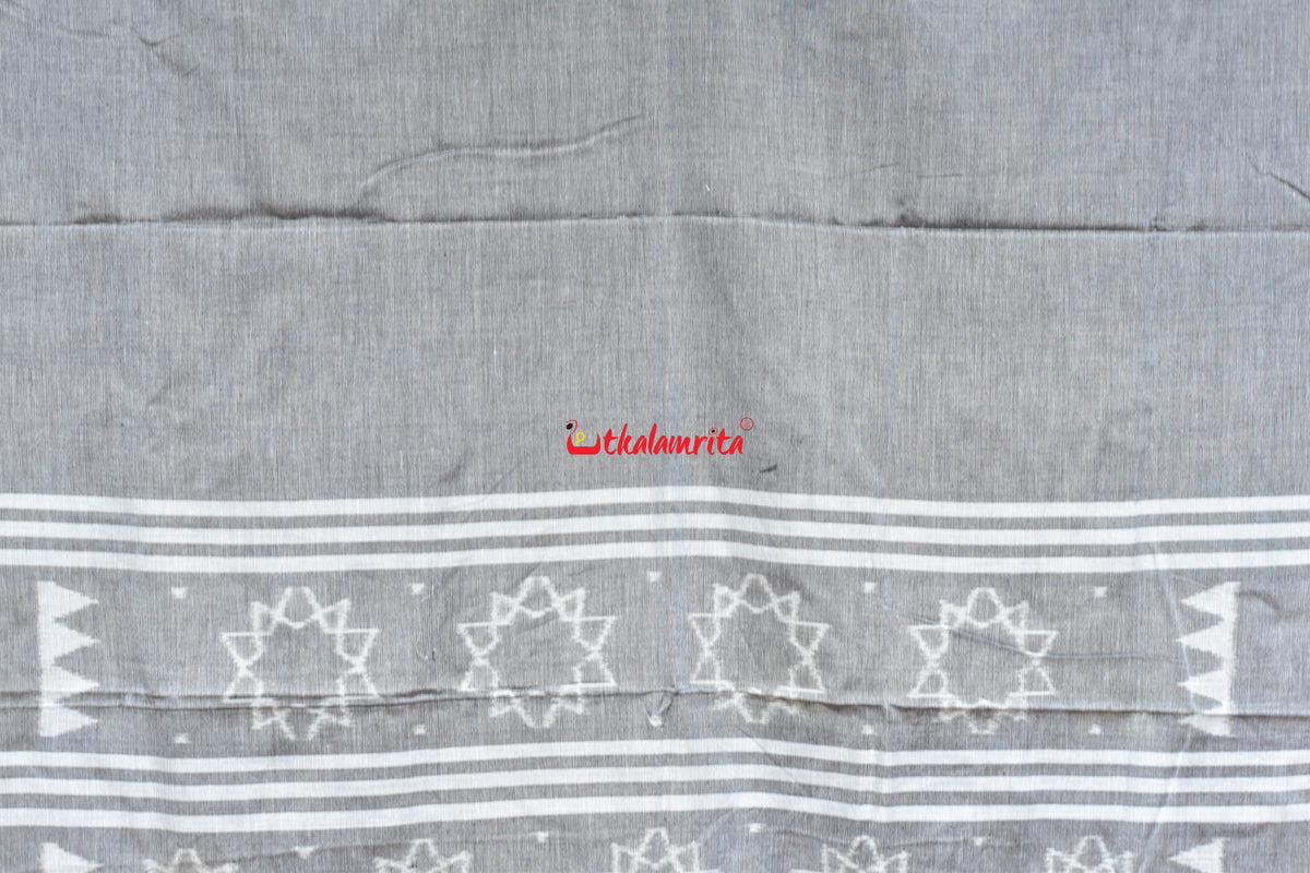 Grey Starry Anchal Lines Maniabandha Cotton (Dupatta)