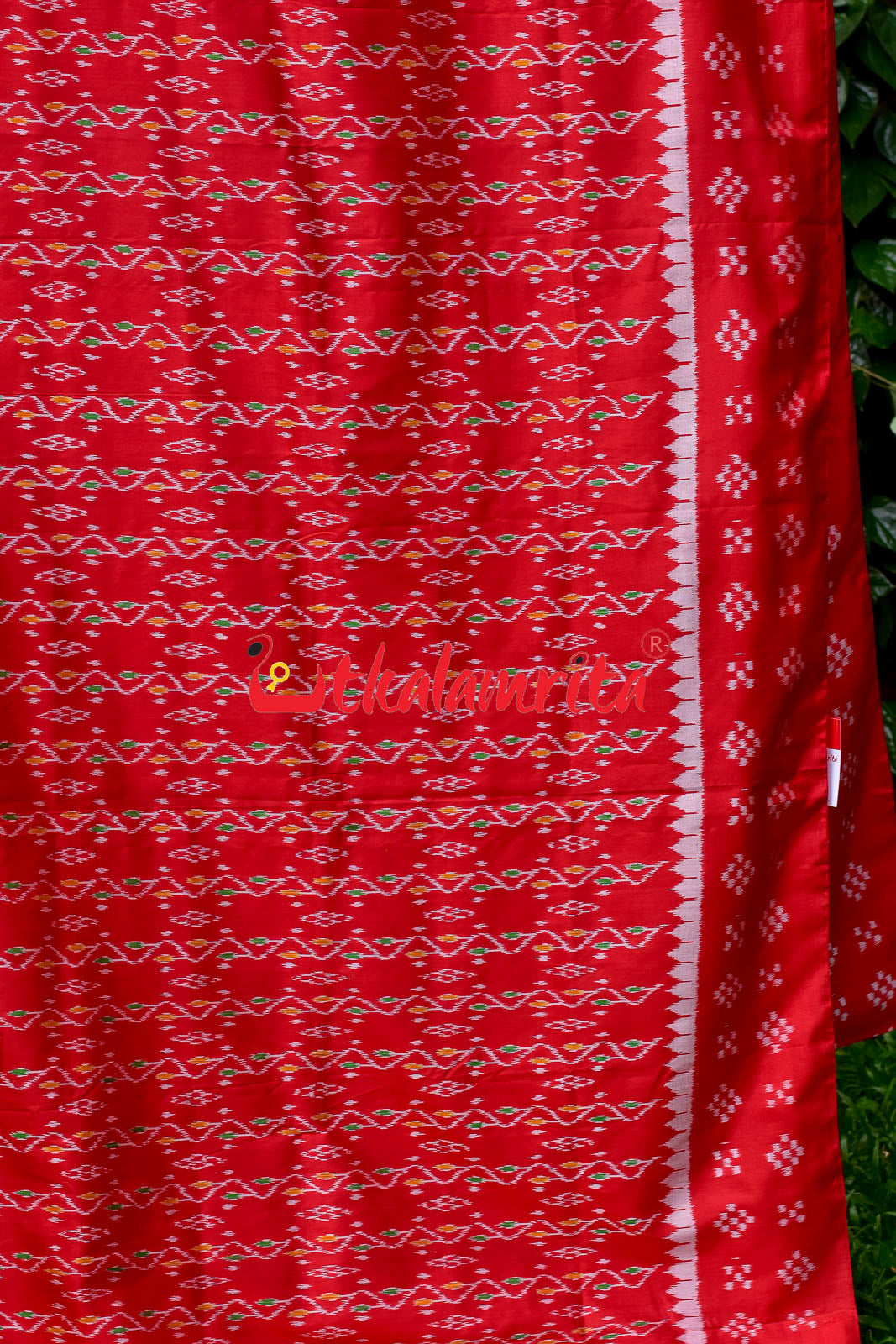 Red Vertical Daali Khandua Silk Saree