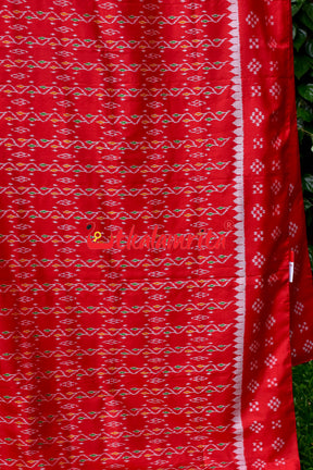 Red Vertical Daali Khandua Silk Saree