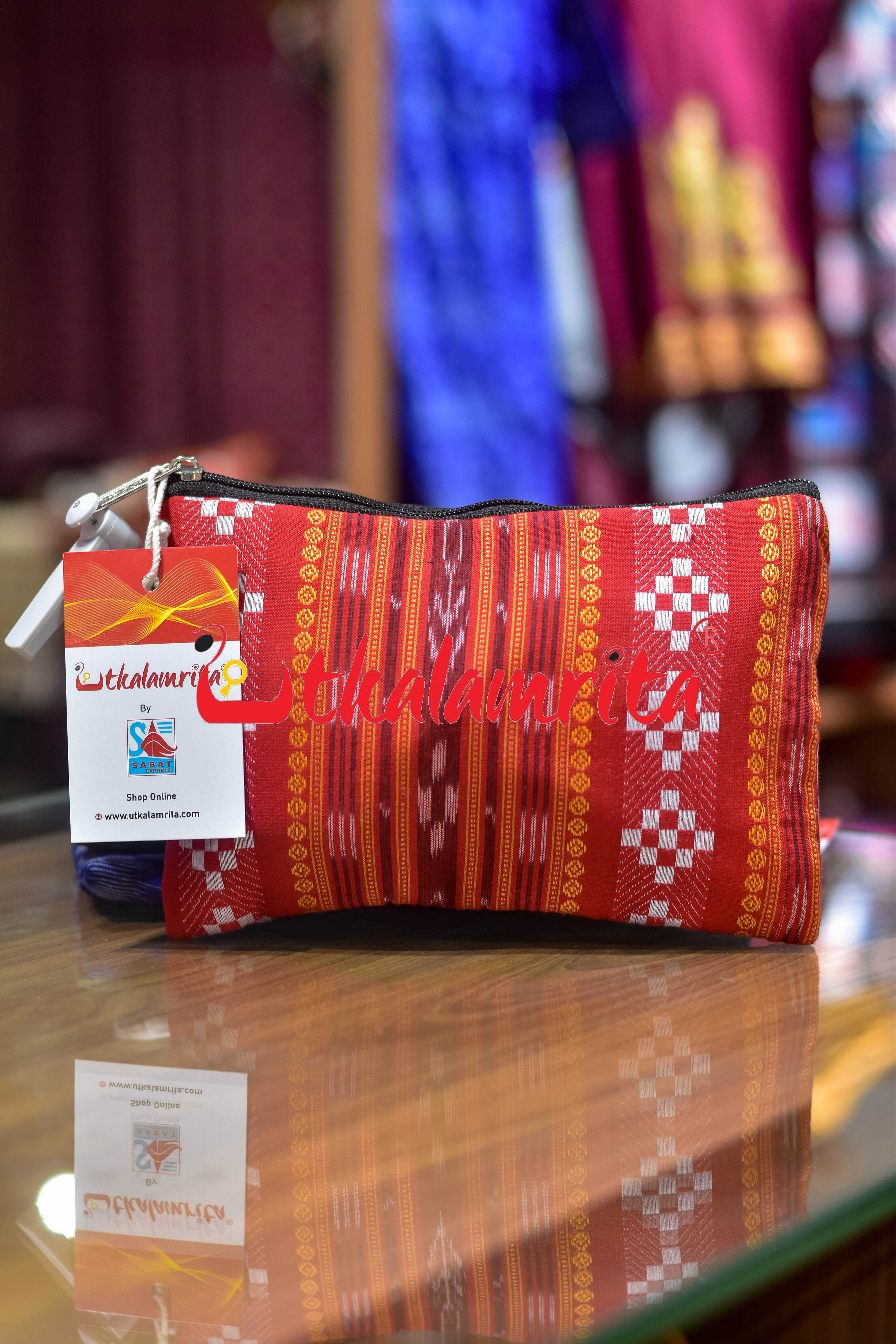 Red Dobby Pasapali Ikat Small Purse
