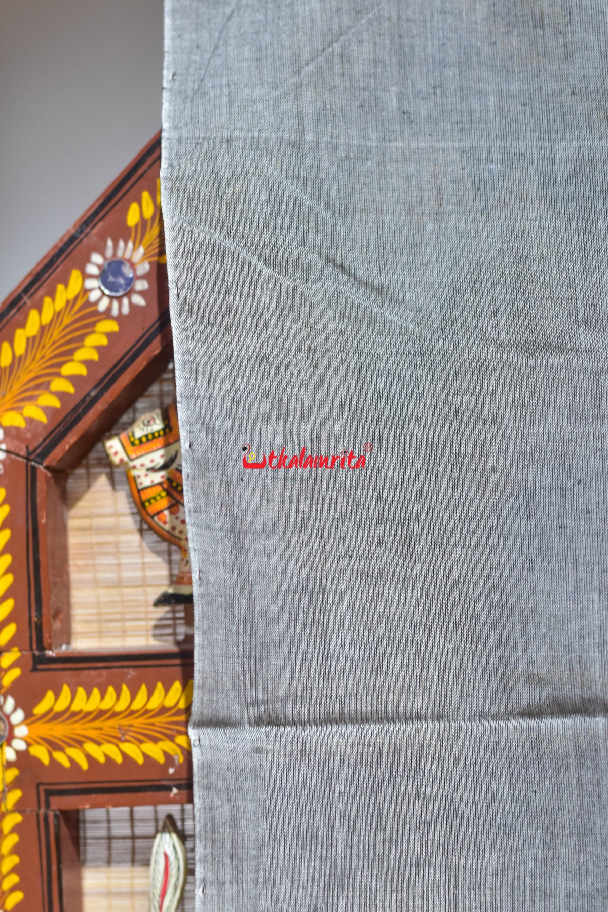 Grey Starry Anchal Lines Maniabandha Cotton (Dupatta)