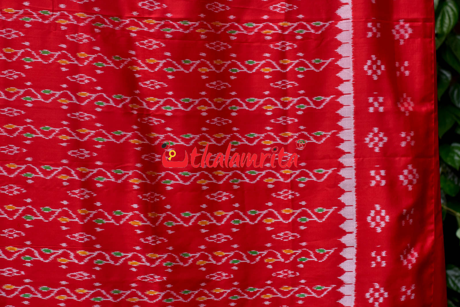 Red Vertical Daali Khandua Silk Saree