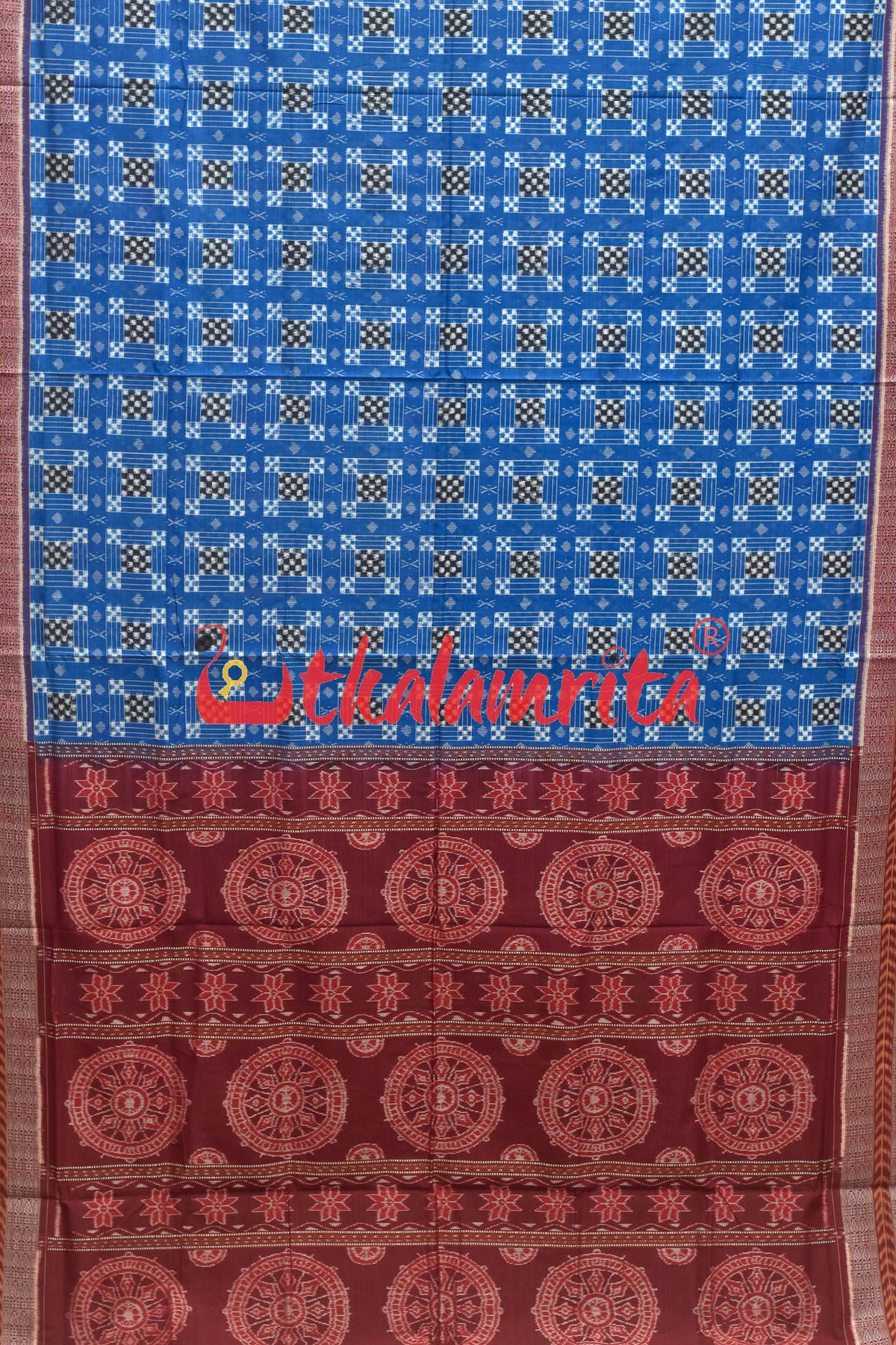 Blue Black Small Pasapali Sambalpuri Cotton Saree