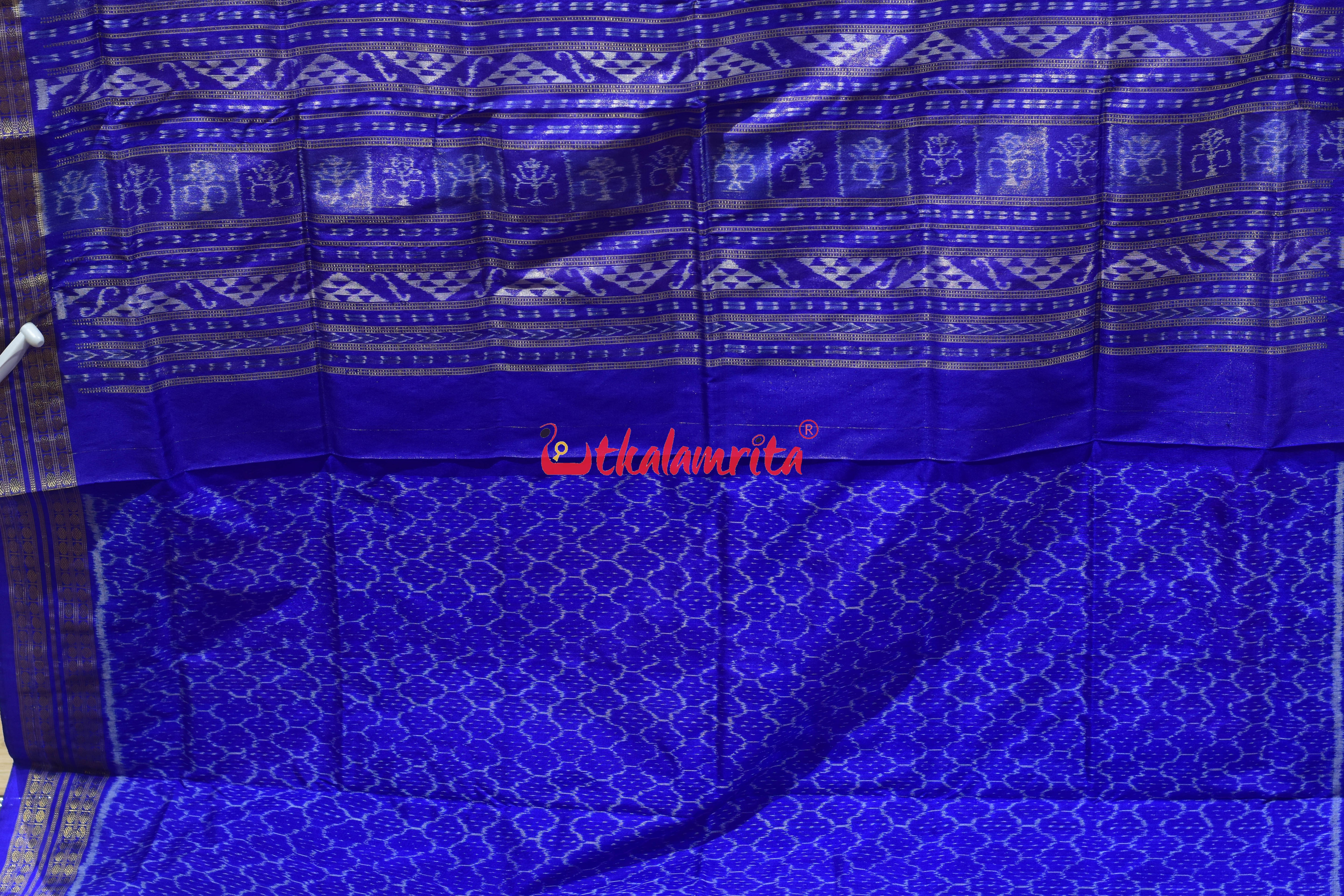 Magenta with Blue Buti Half Tissue Silk Saree