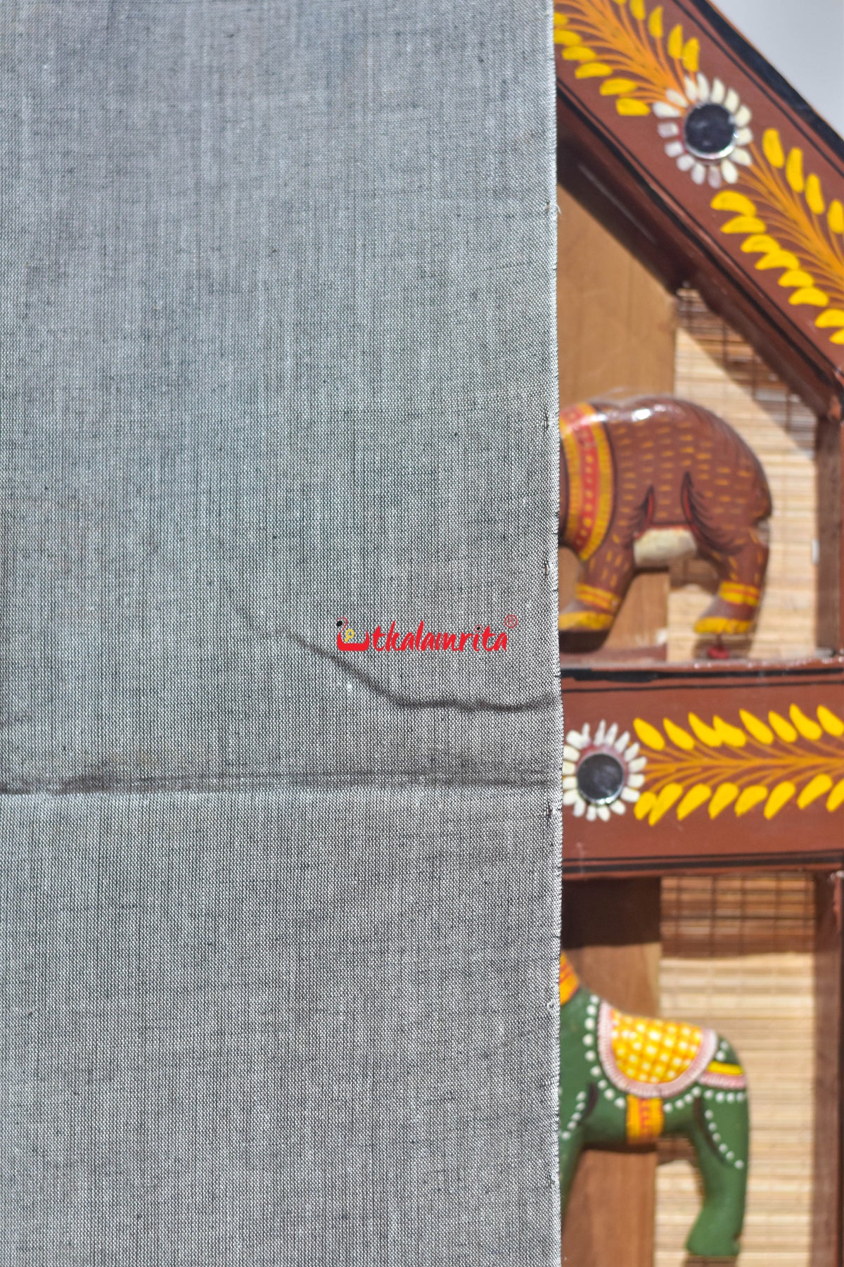 Grey Starry Anchal Lines Maniabandha Cotton (Dupatta)