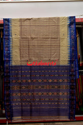 Middle Checks Maroon Blue Tussar Saree