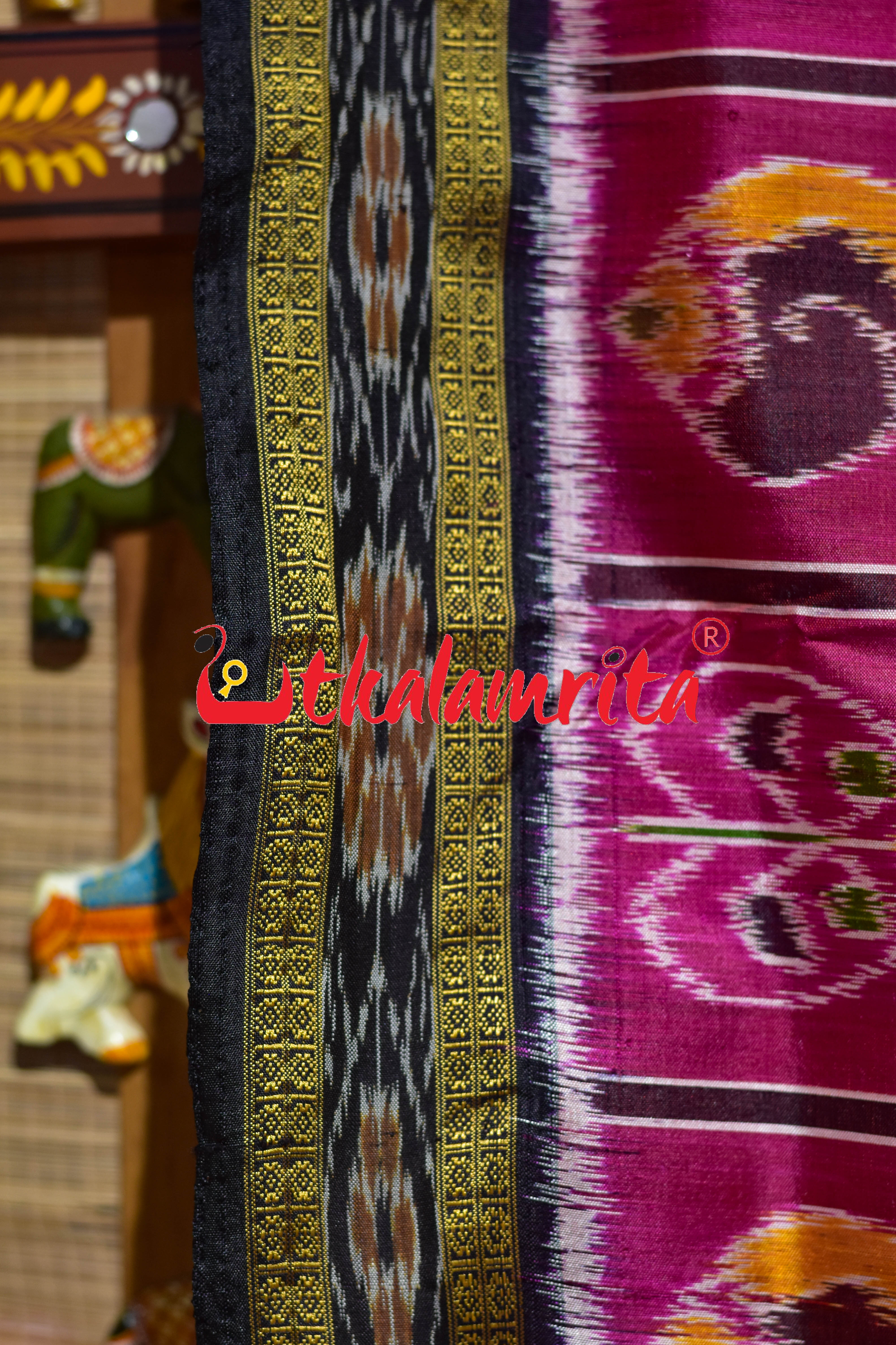 Deep Pink Nabakothi Khandua Silk Saree