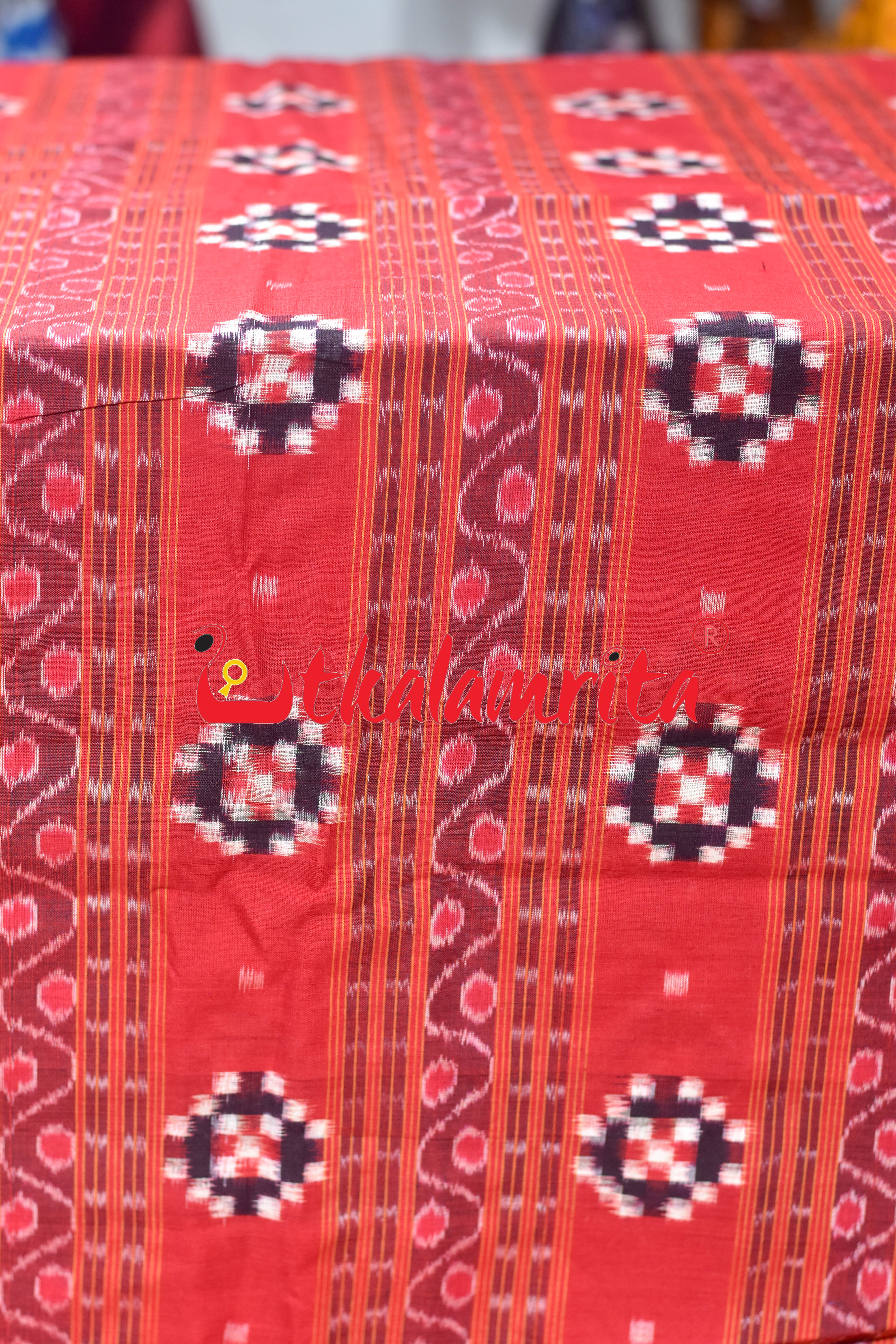 Red Pasapali Kangula Sambalpuri Cotton (Fabric)