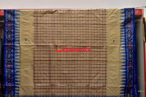 Middle Checks Maroon Blue Tussar Saree