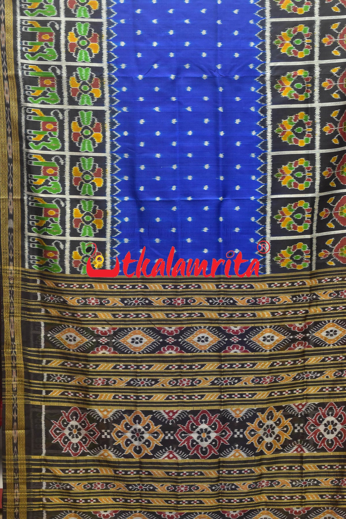 Blue Hati Scott Khandua Silk Saree