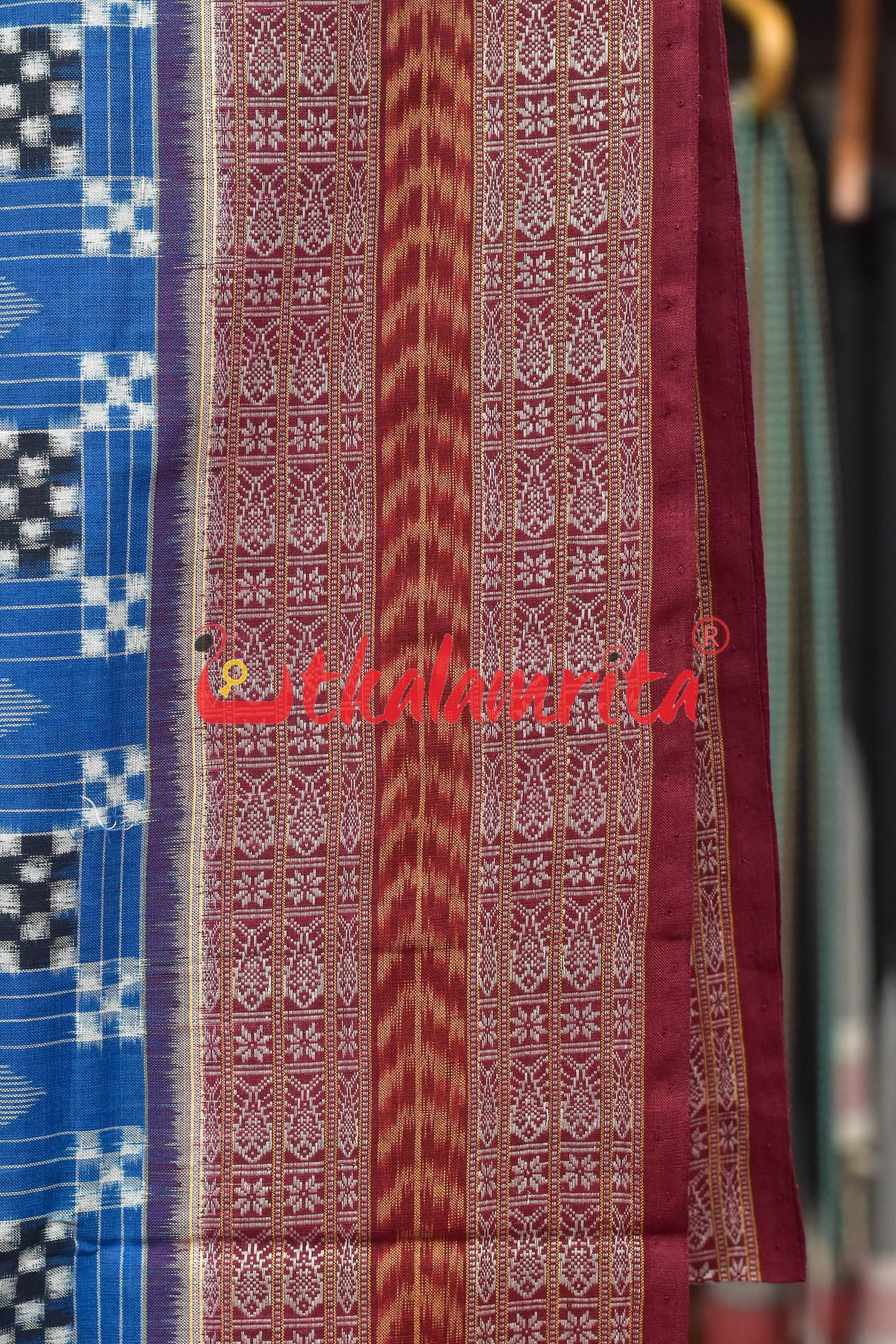 Blue Black Small Pasapali Sambalpuri Cotton Saree