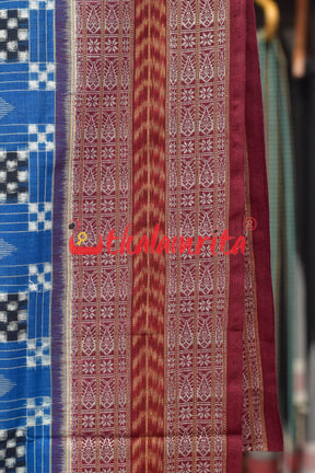 Blue Black Small Pasapali Sambalpuri Cotton Saree