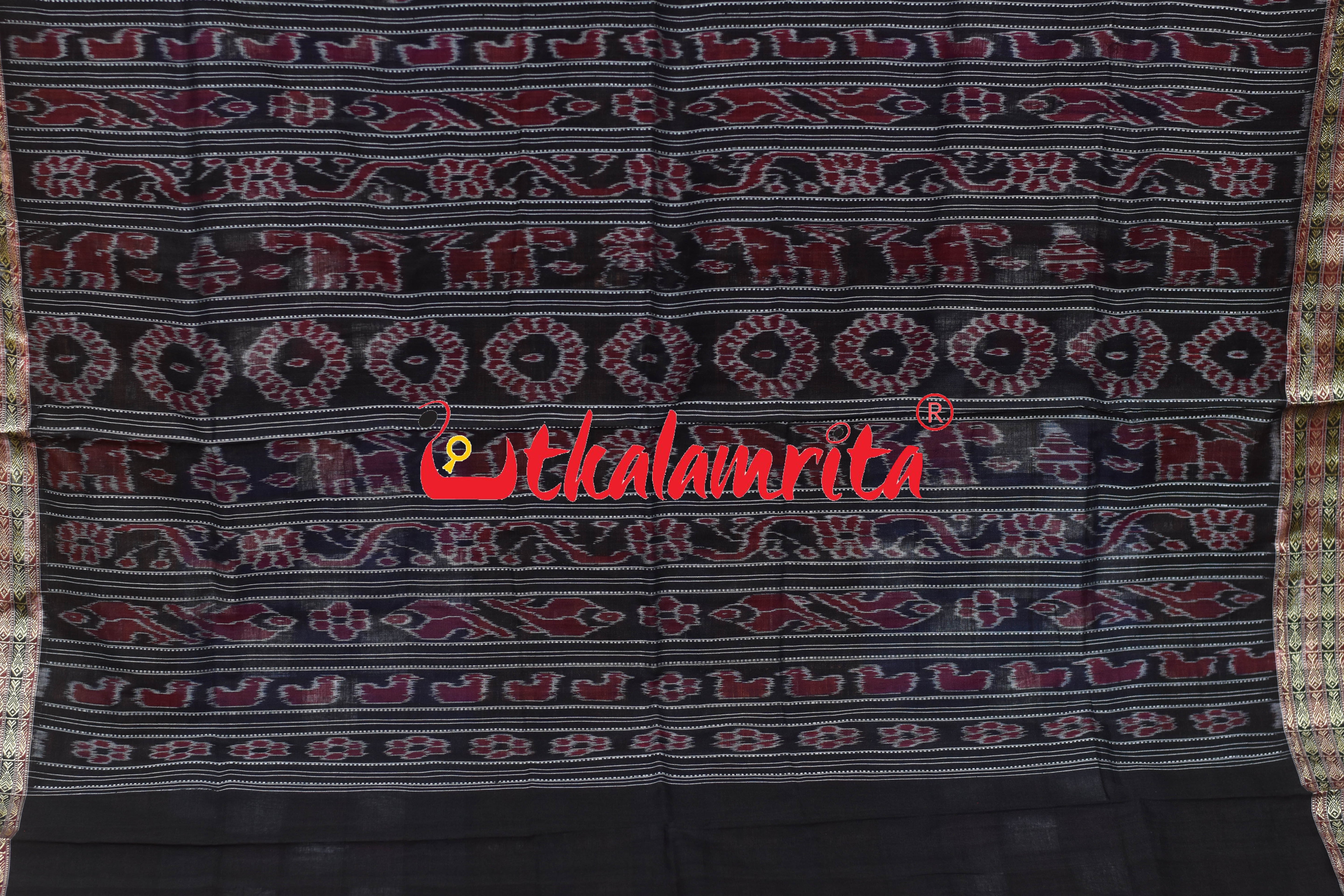 Red Blue Bichitrapuri Cotton Saree