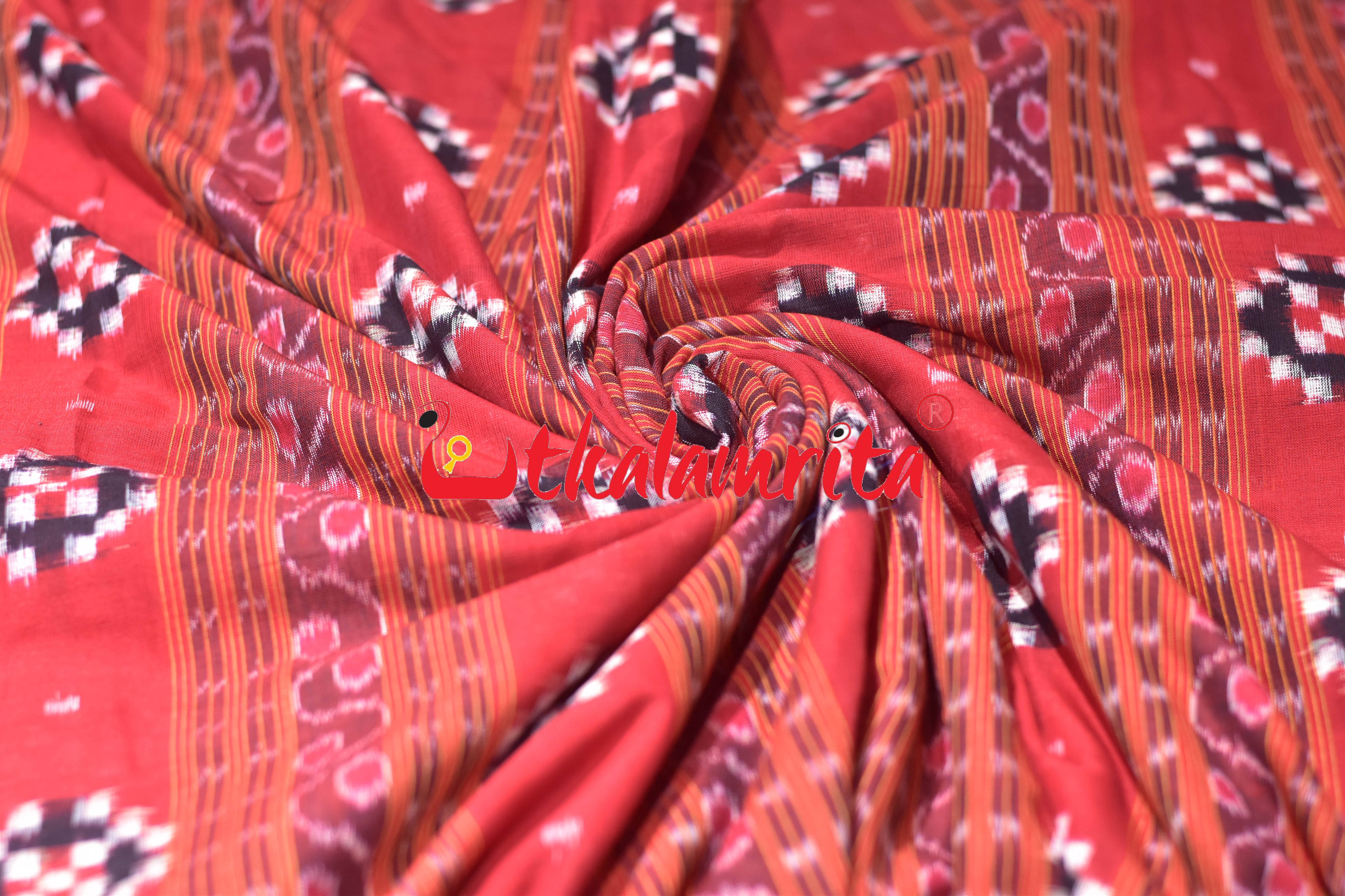 Red Pasapali Kangula Sambalpuri Cotton (Fabric)