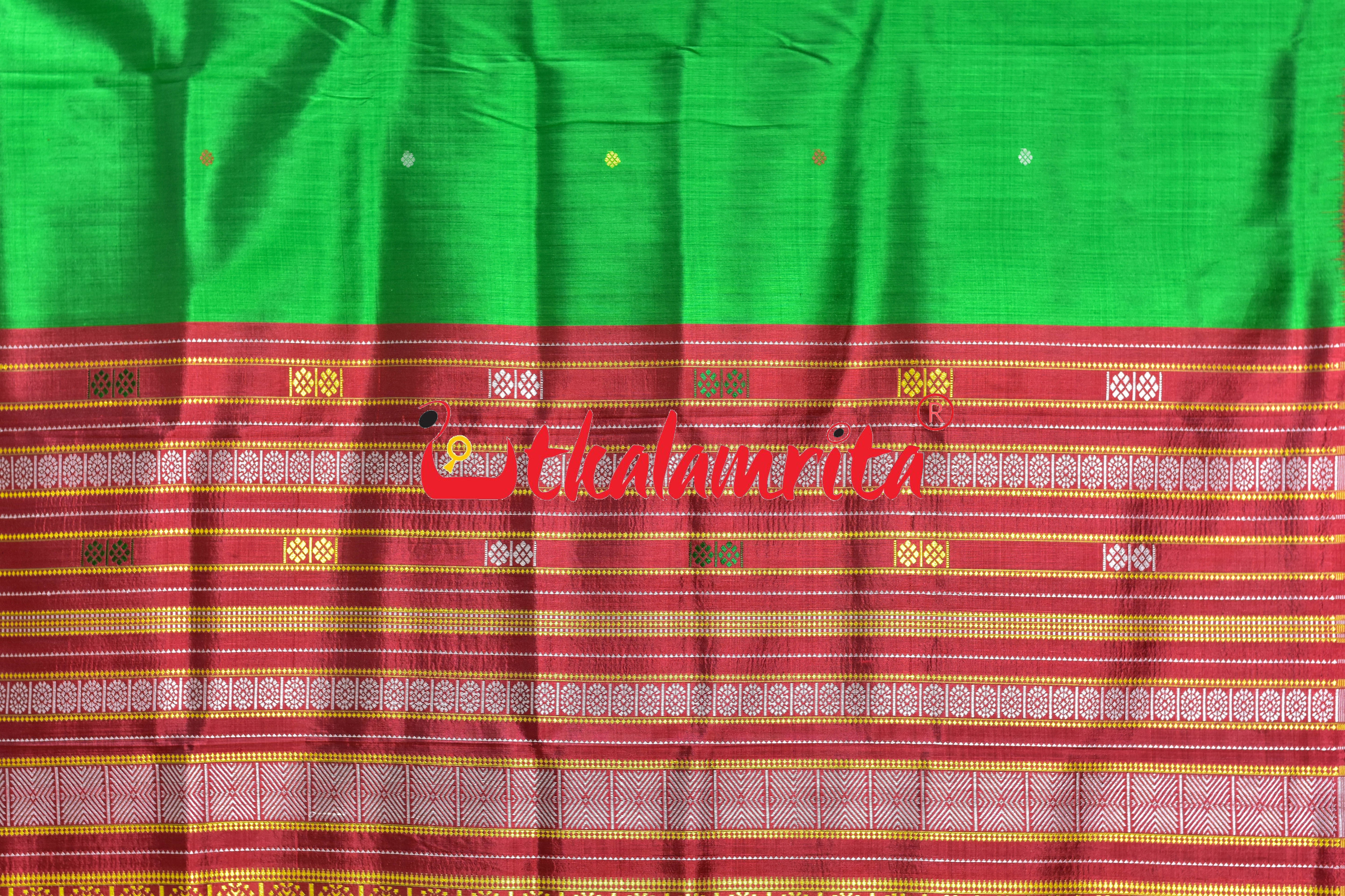 Siminoi Inspired Green Red Khandua Silk Saree
