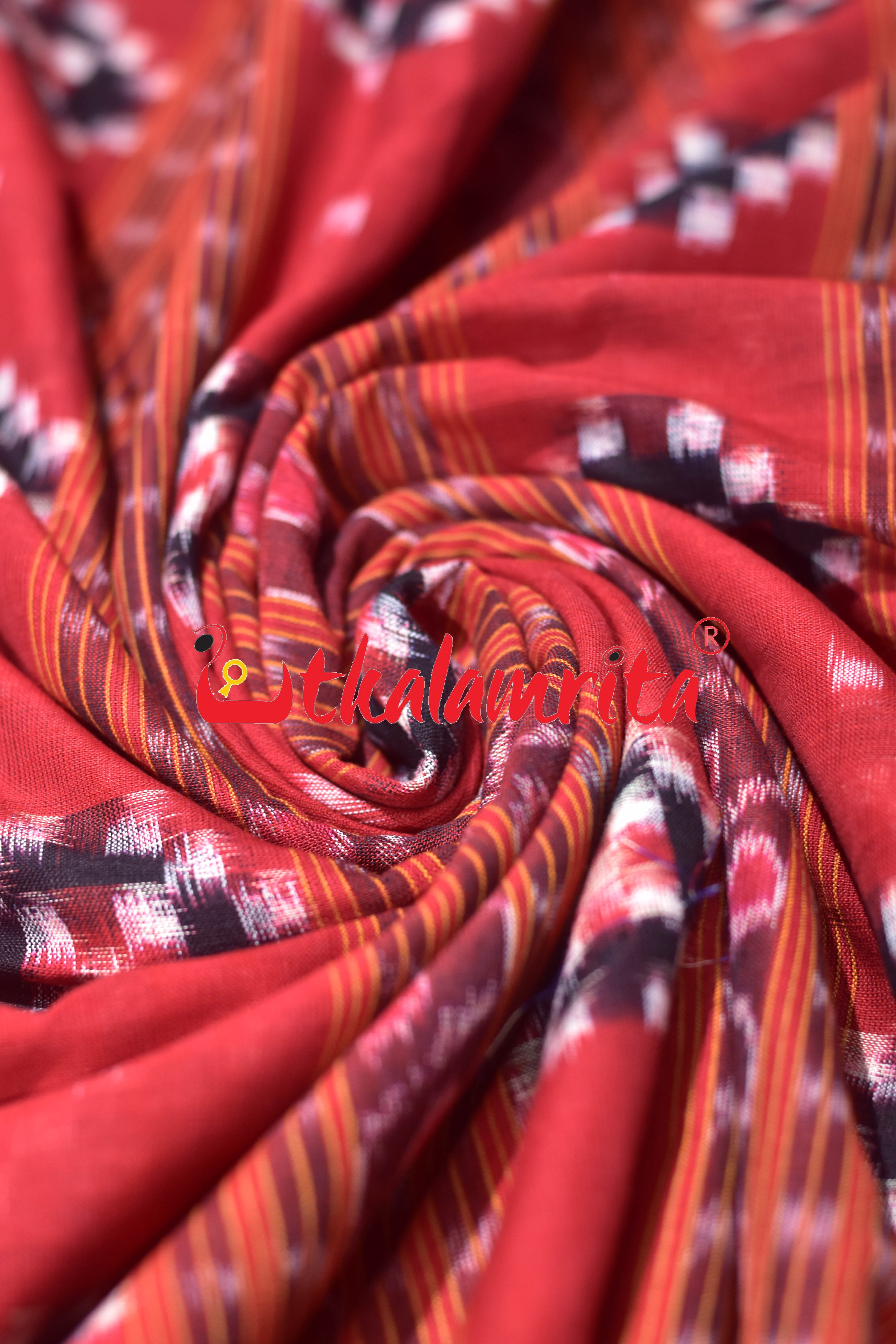 Red Pasapali Kangula Sambalpuri Cotton (Fabric)