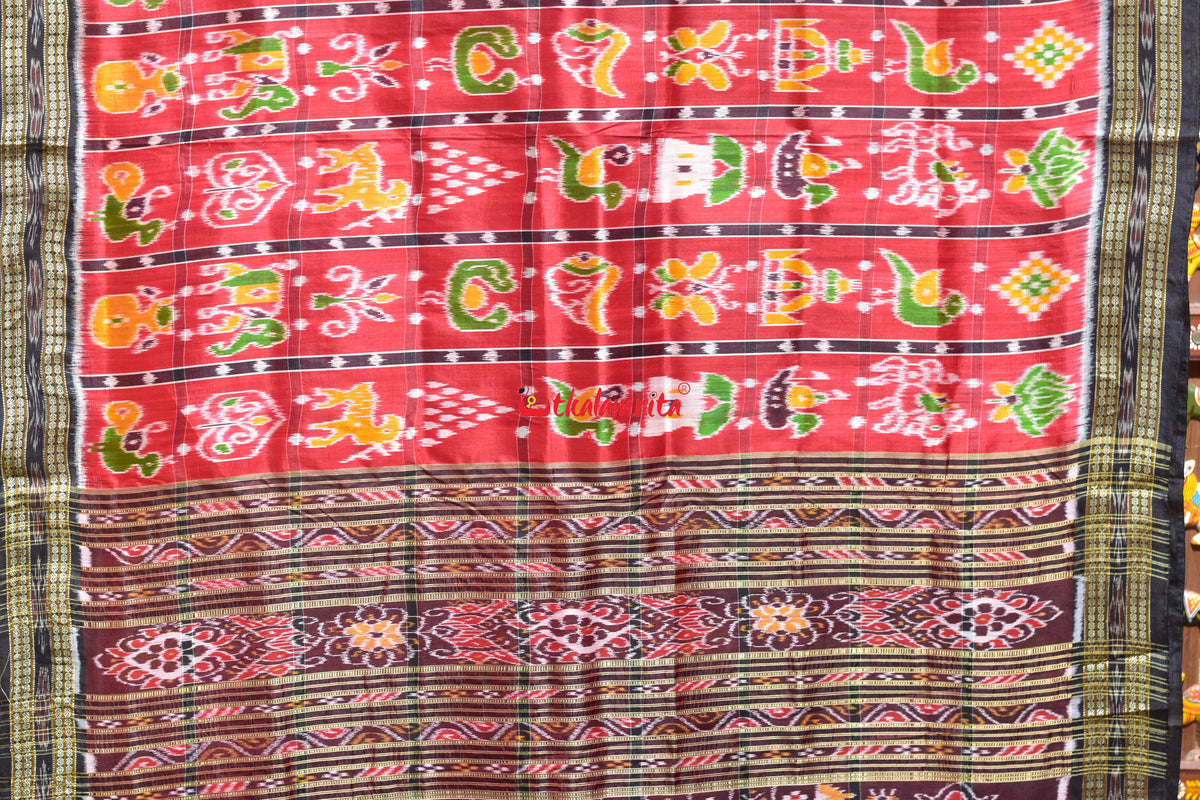 Red Nabakothi Dotted Khandua Silk Saree