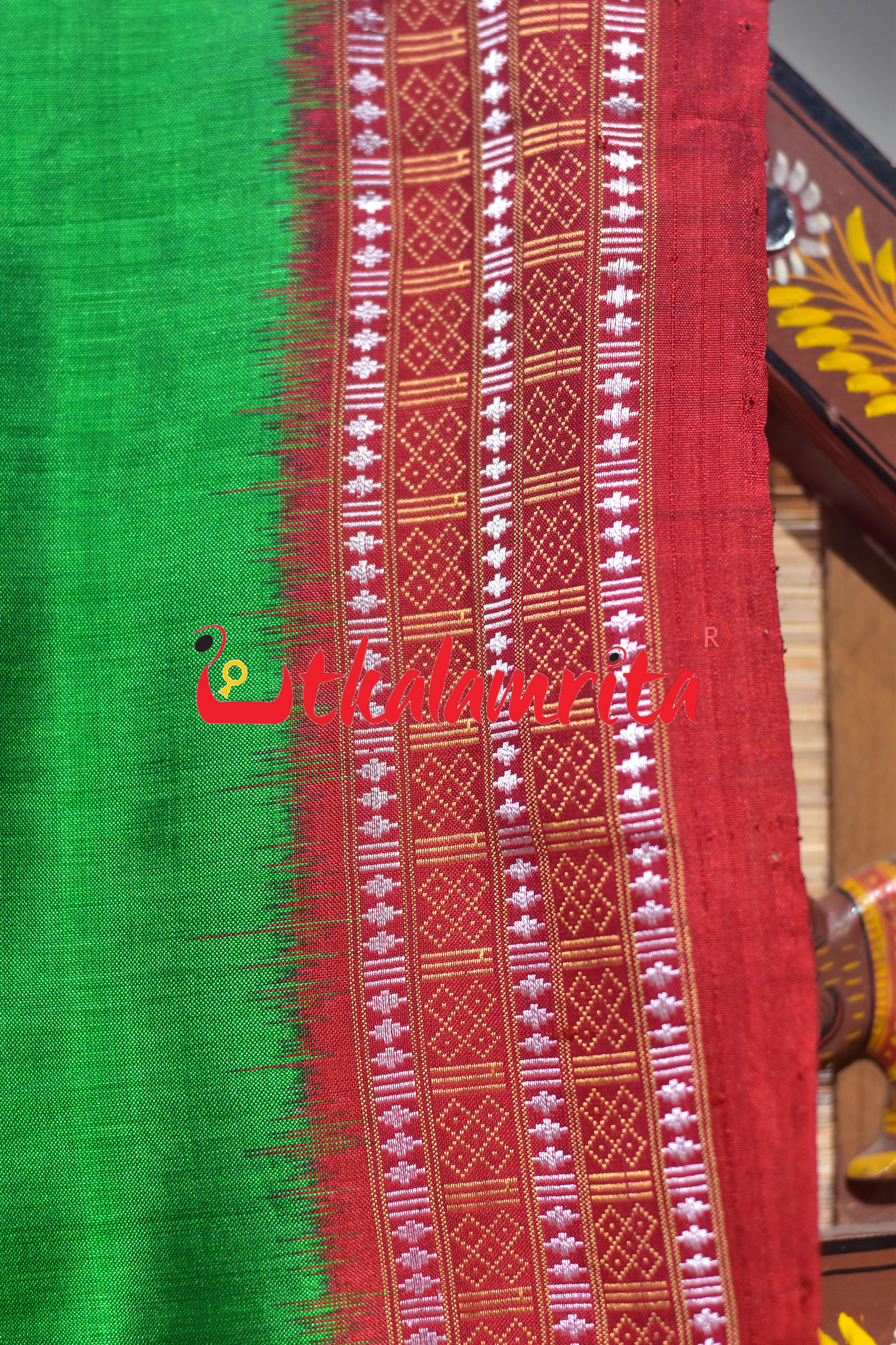 Siminoi Inspired Green Red Khandua Silk Saree