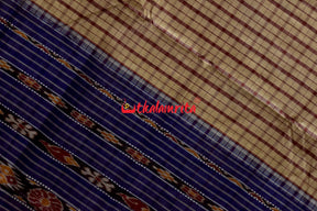 Middle Checks Maroon Blue Tussar Saree