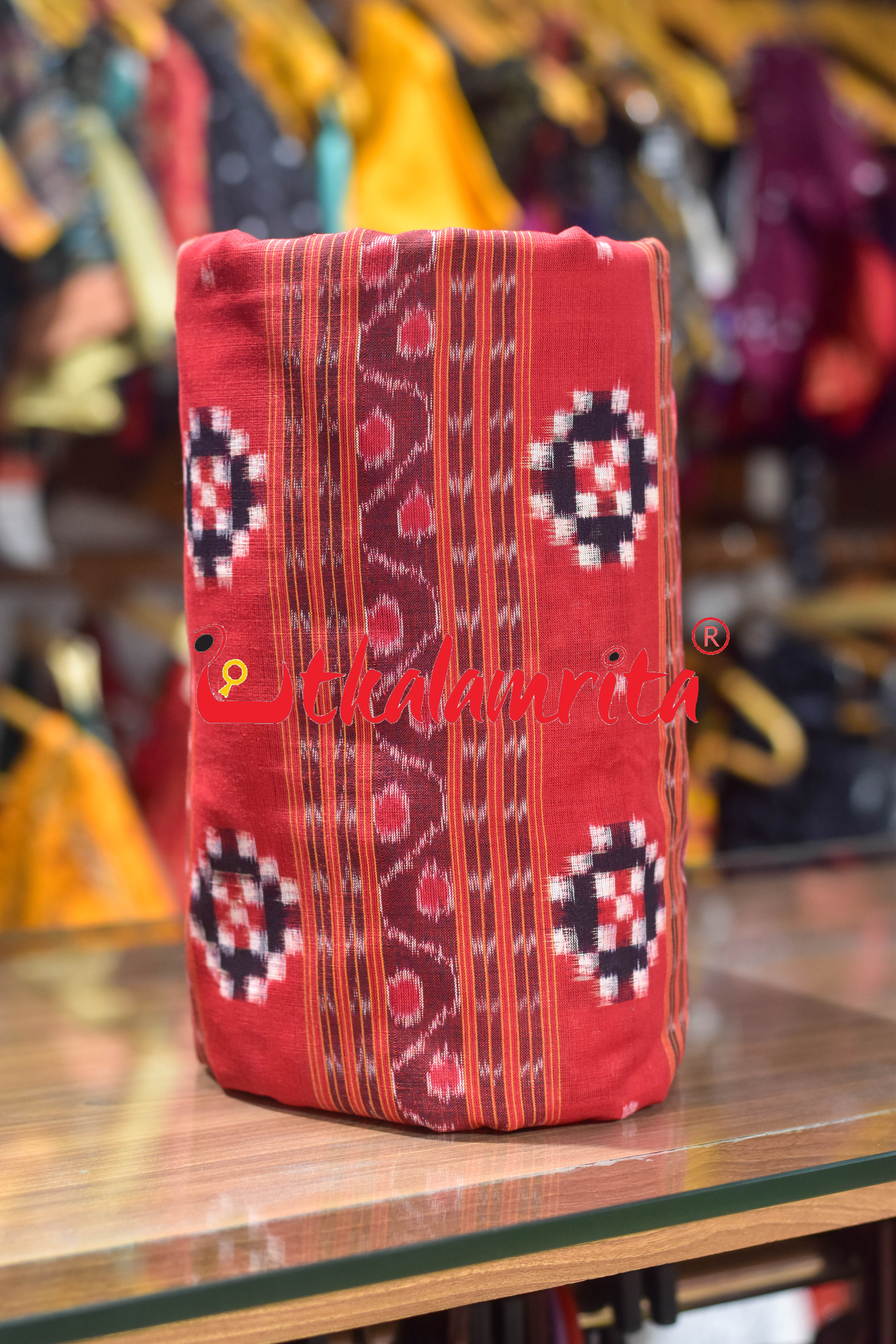 Red Pasapali Kangula Sambalpuri Cotton (Fabric)