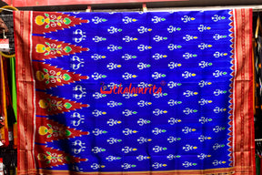 Bada Kumbha Kalasa Tribal Blue Red Khandua Silk Saree