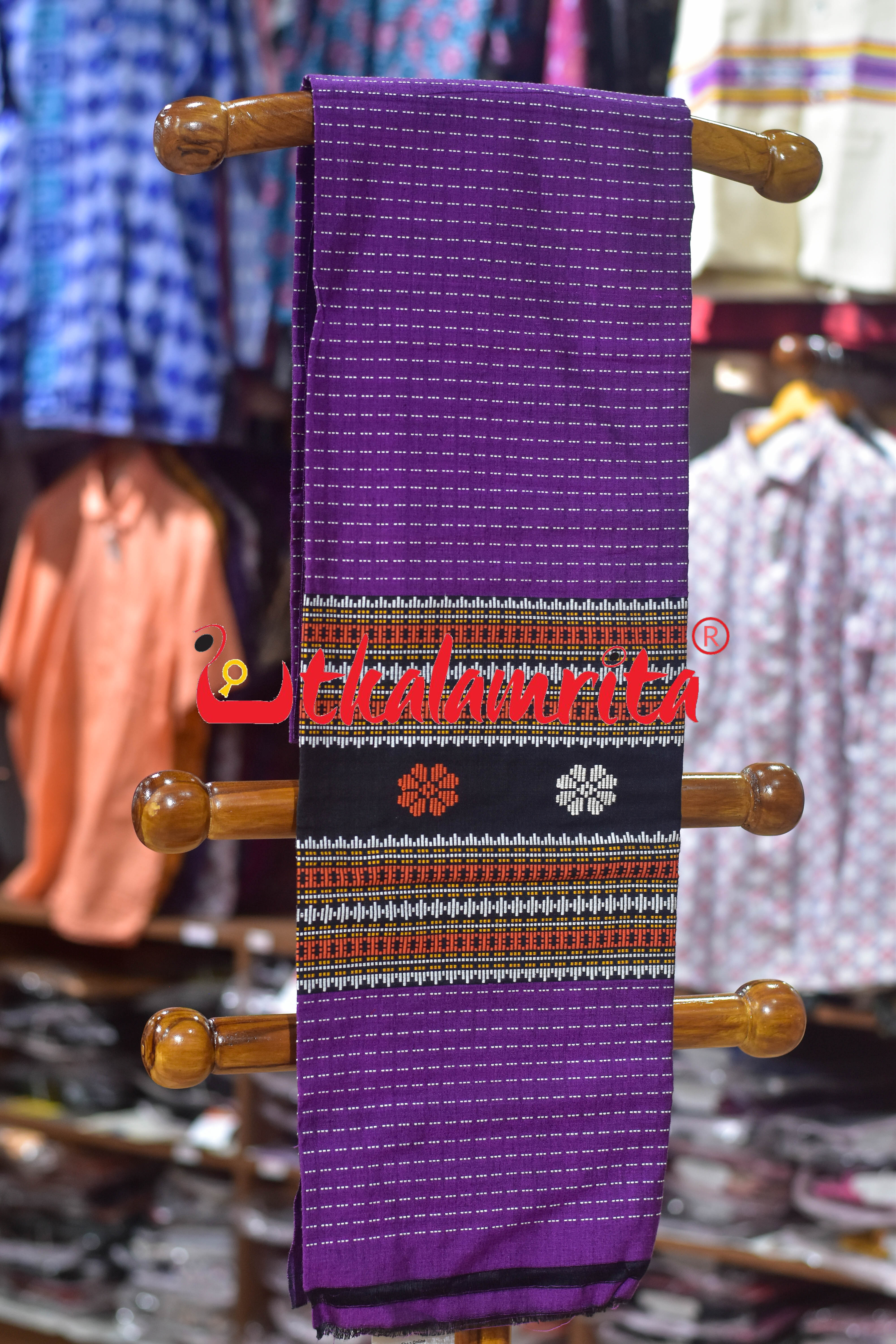 Purple Multi Flower Dhalapathar Cotton (Dupatta)