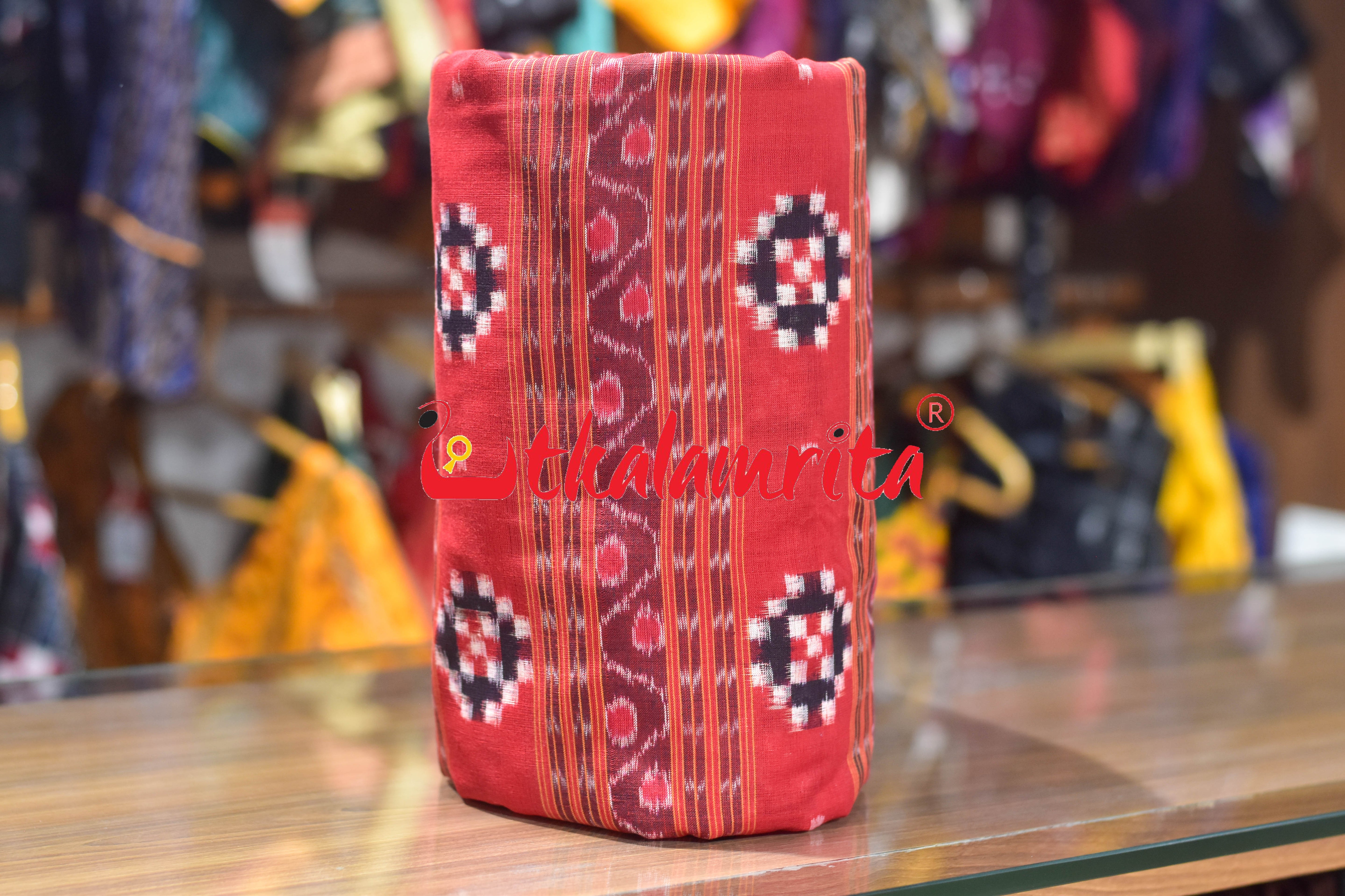 Red Pasapali Kangula Sambalpuri Cotton (Fabric)