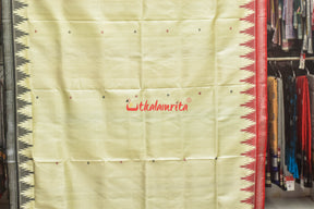 White Ganga Jamuna Red Black Double Anchal Berhampuri Silk Saree
