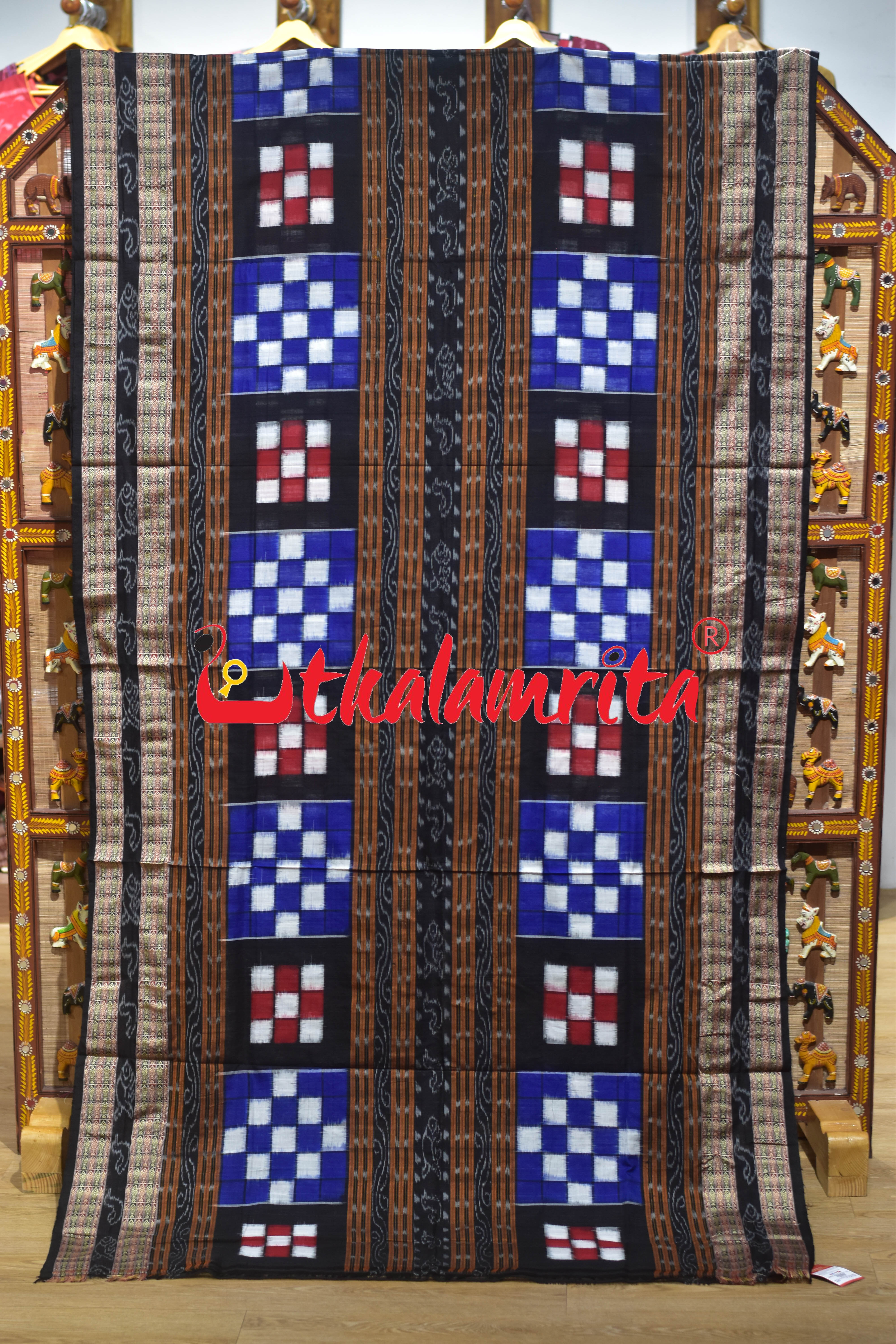 Red Blue Bichitrapuri Cotton Saree