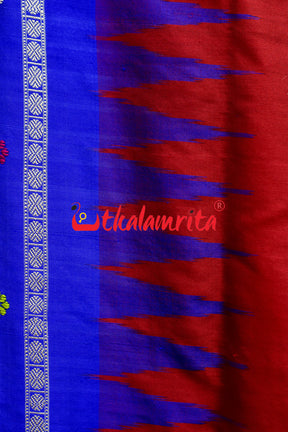 Maroon Blue Dolabedi Silk Saree