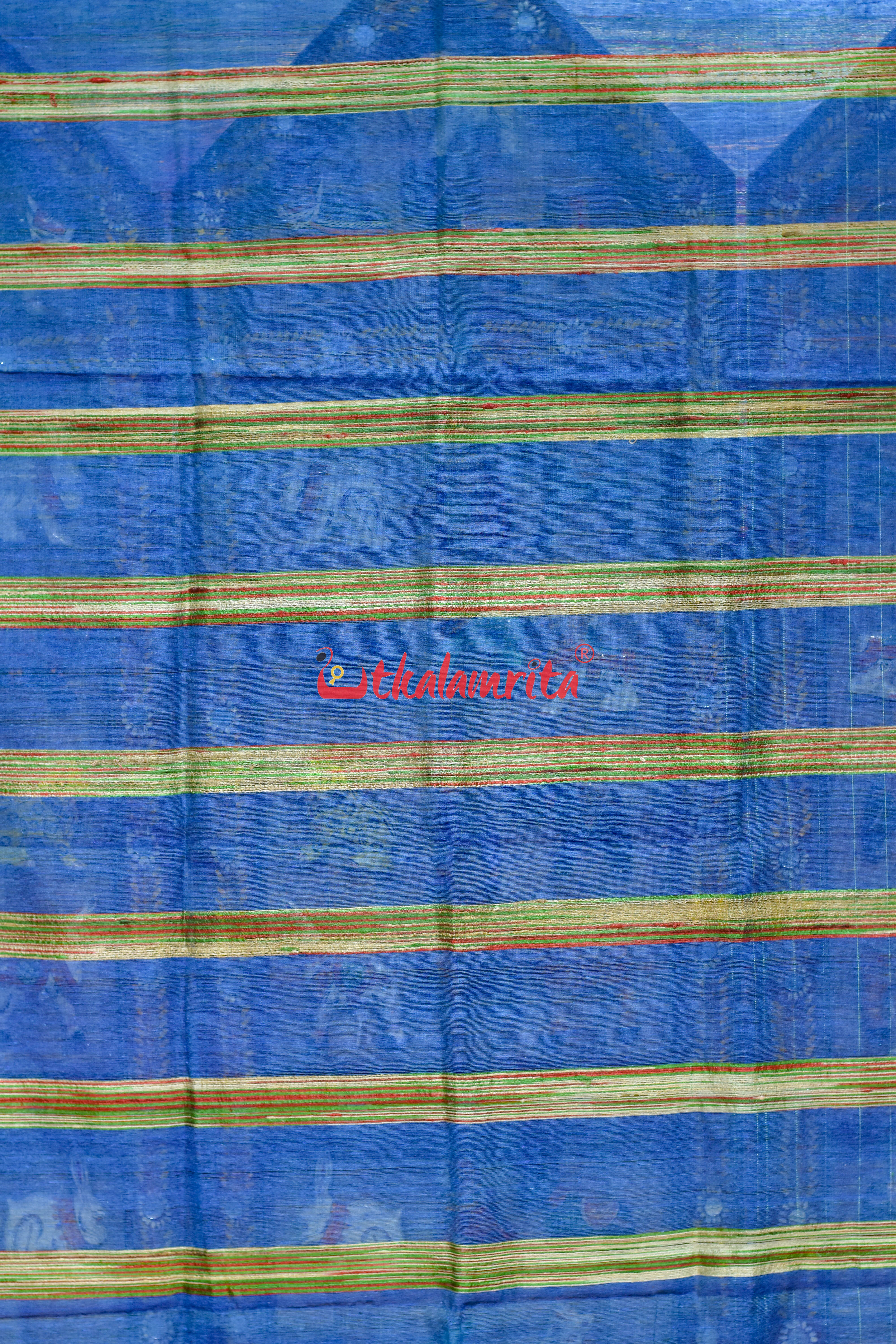 Blue with Multi Lines Eri Silk Tussar (Dupatta)