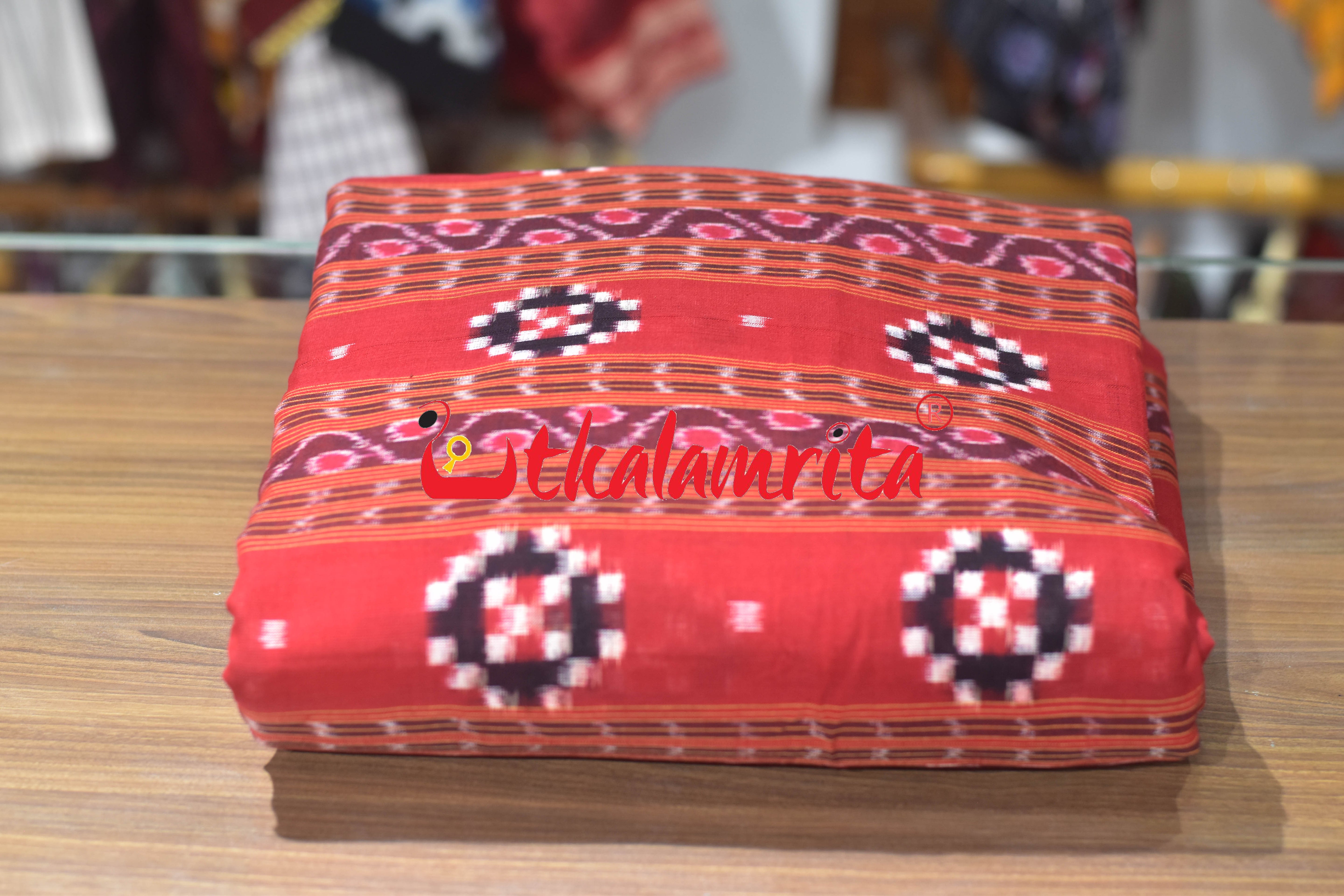 Red Pasapali Kangula Sambalpuri Cotton (Fabric)