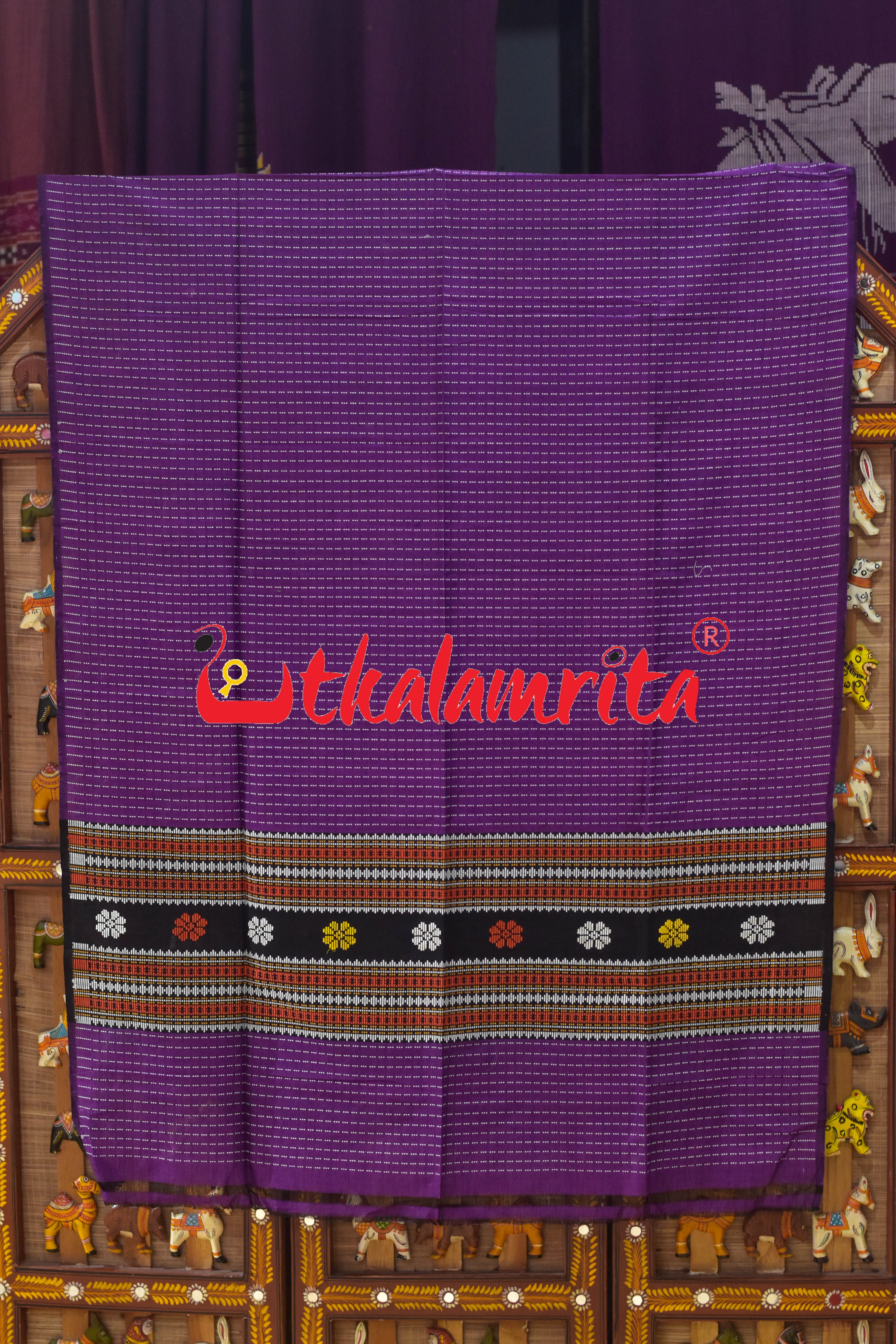 Purple Multi Flower Dhalapathar Cotton (Dupatta)
