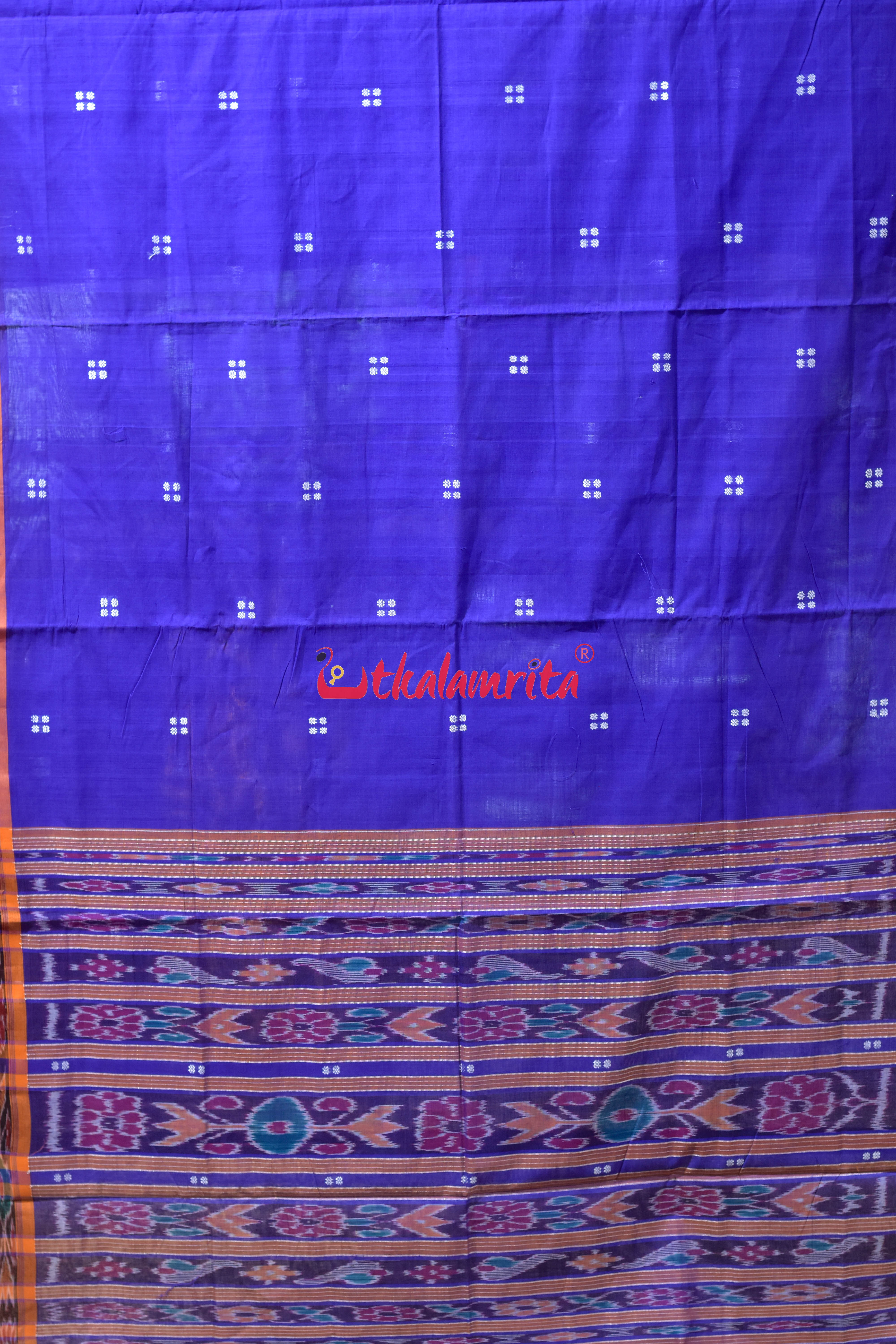 Blue Orange Pittala Single Cotton Saree