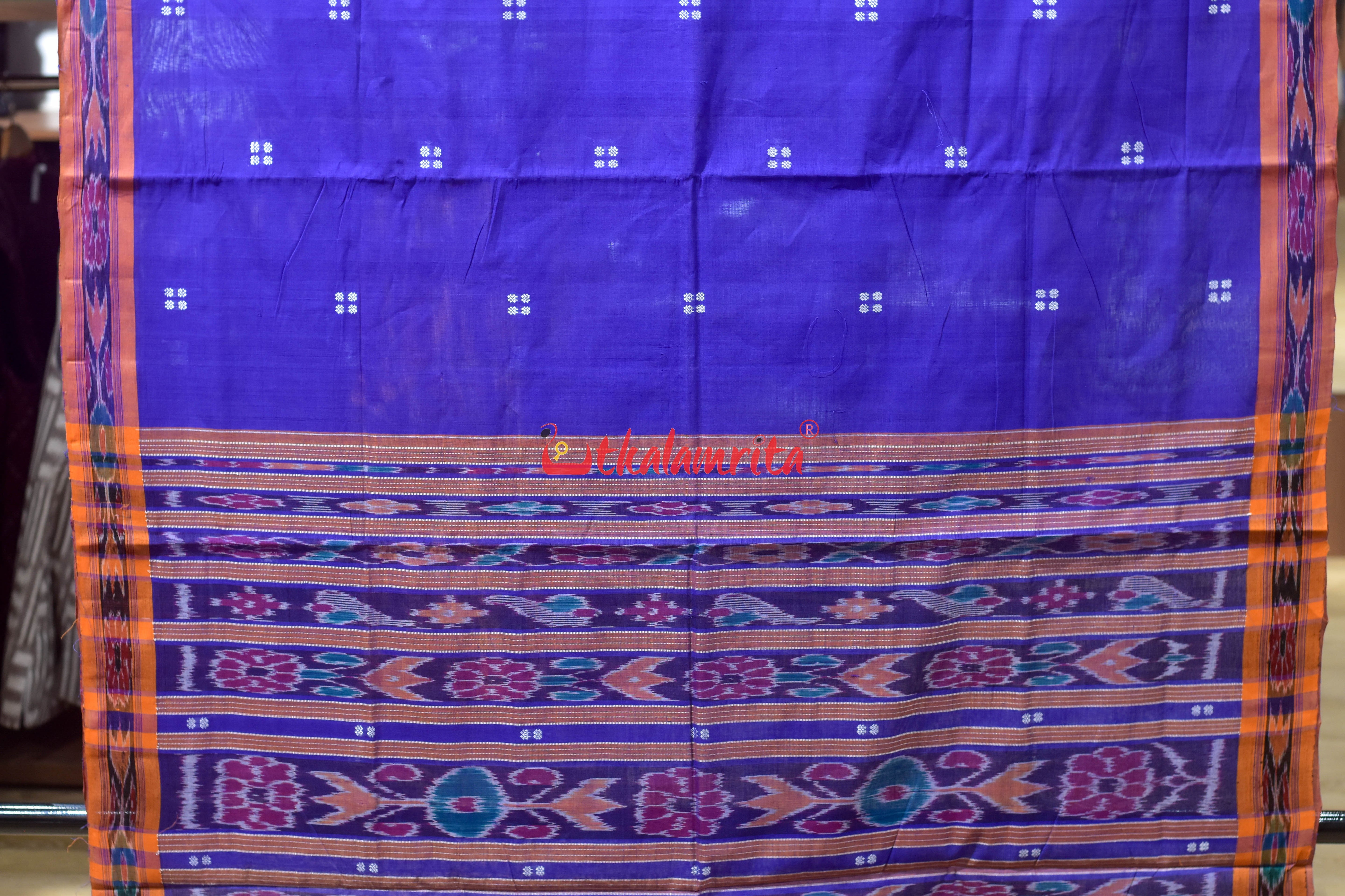 Blue Orange Pittala Single Cotton Saree