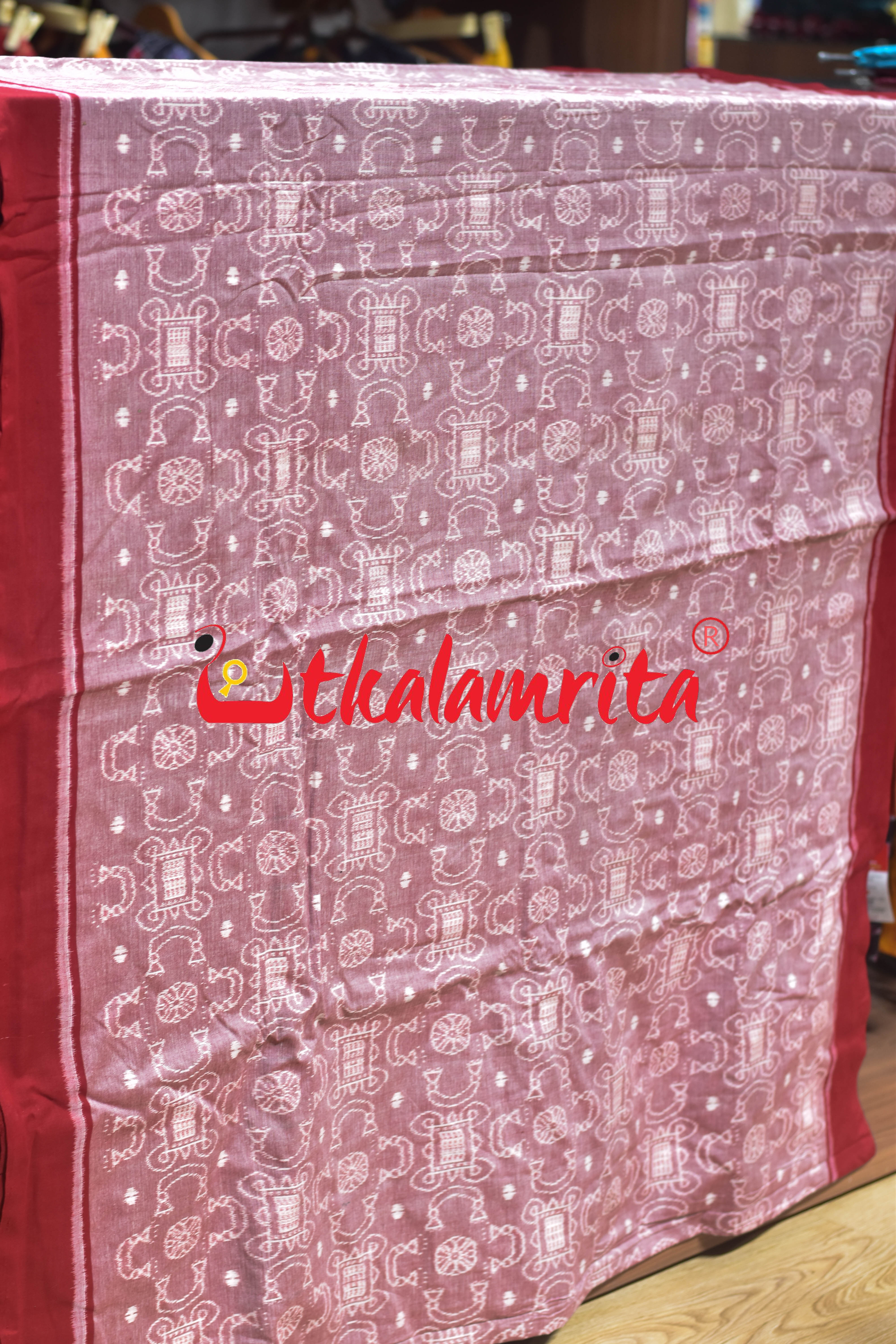 Sree Jantra Lakhmi Pada Pink Sambalpuri Cotton (Fabric)