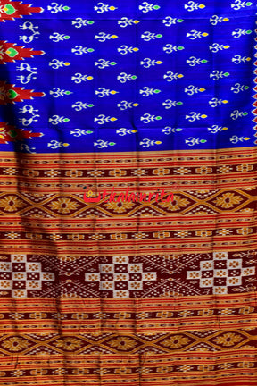 Bada Kumbha Kalasa Tribal Blue Red Khandua Silk Saree