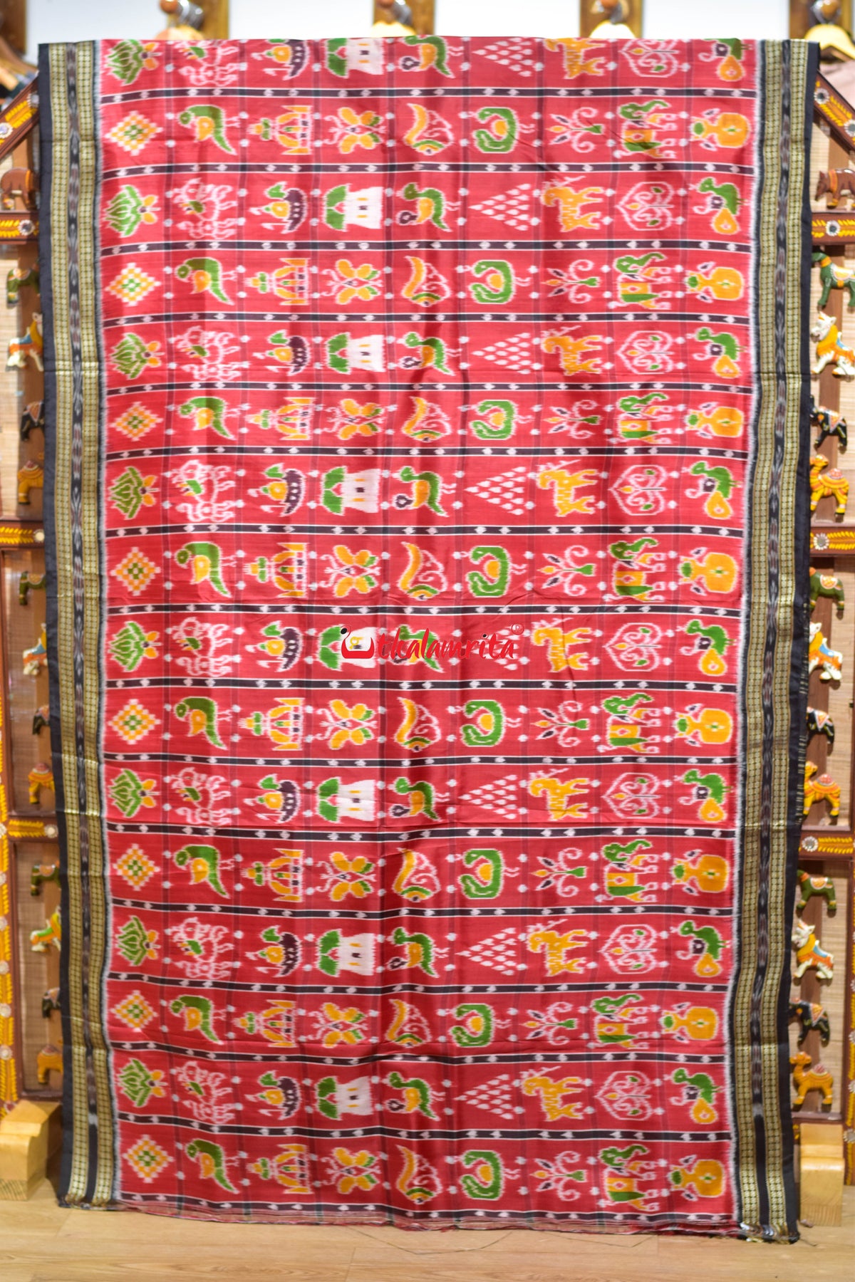 Red Nabakothi Dotted Khandua Silk Saree