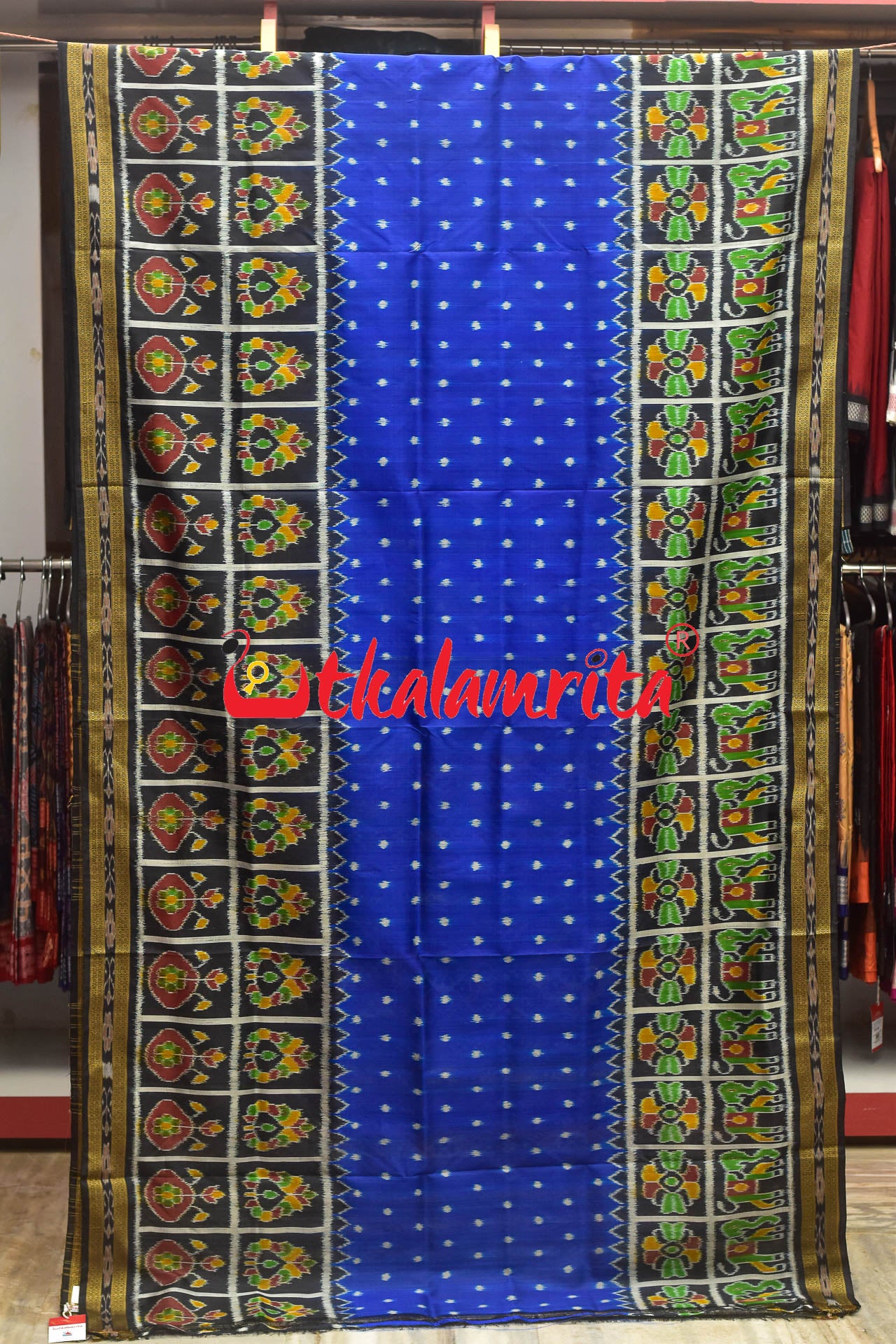 Blue Hati Scott Khandua Silk Saree